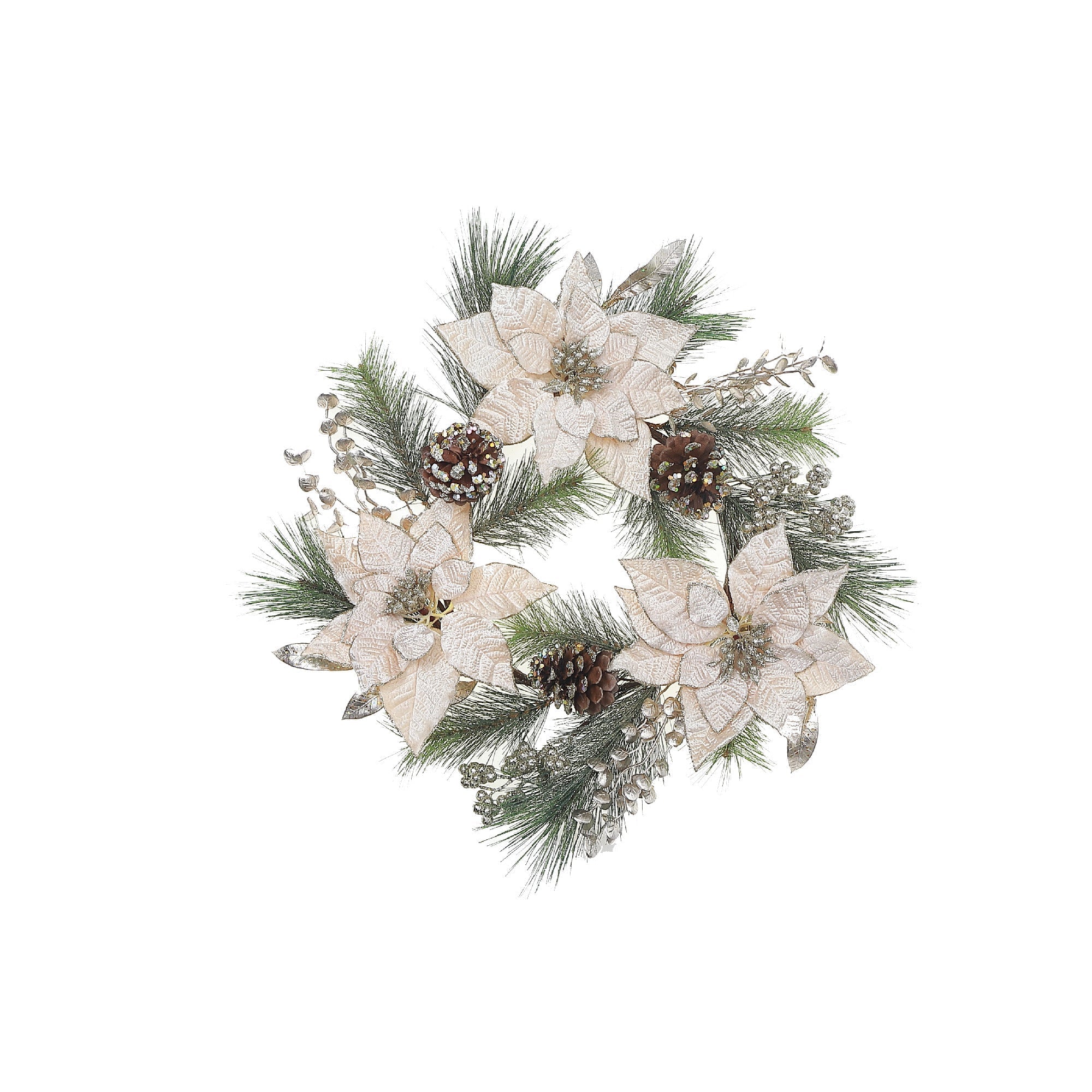 Poinsettia And Pinecone Wreath, Christmas Door Wreath, Holiday Front Door Decor