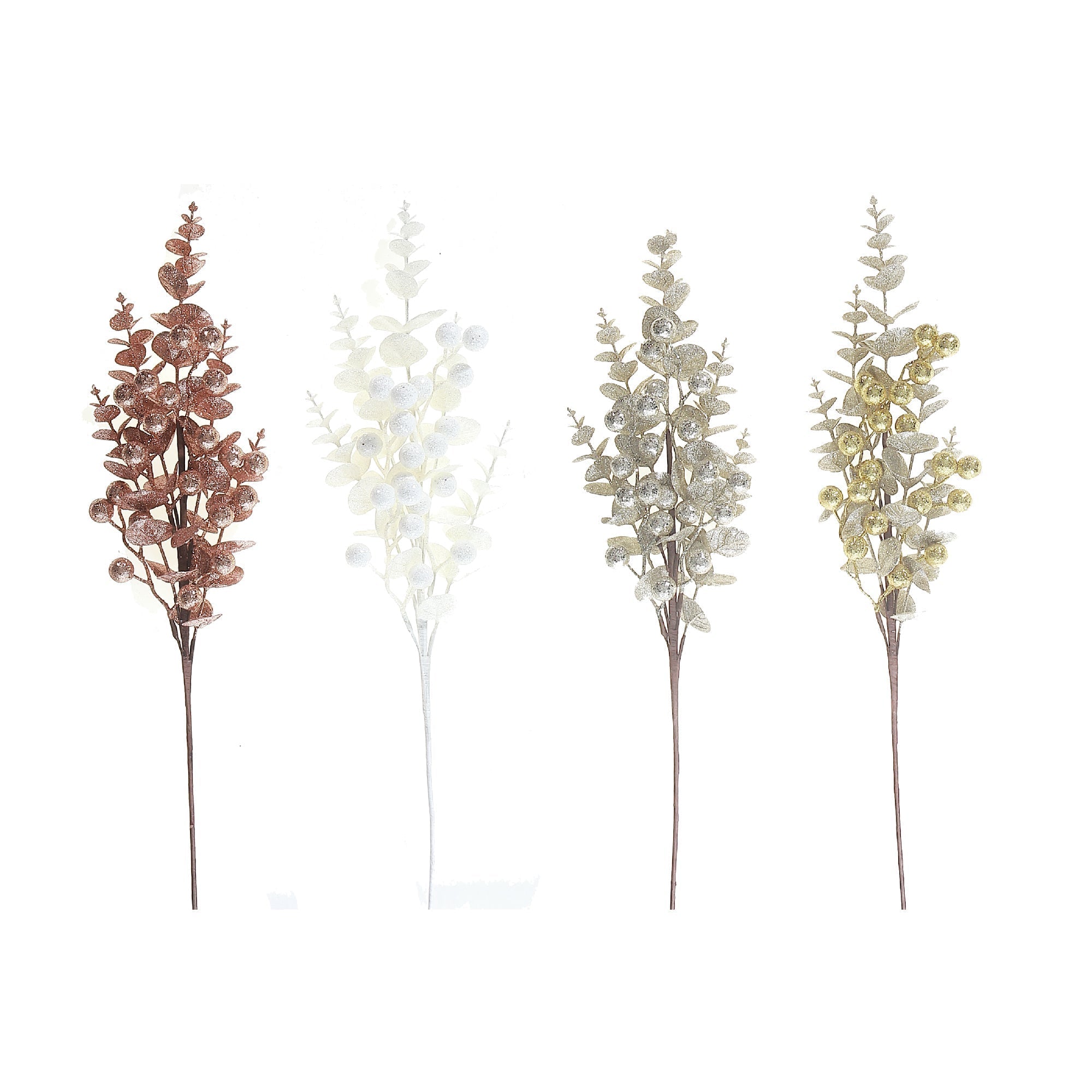 Glitter Berry And Leaves Spray Set of 4, Christmas Floral Spray, Holiday Berry Decoration