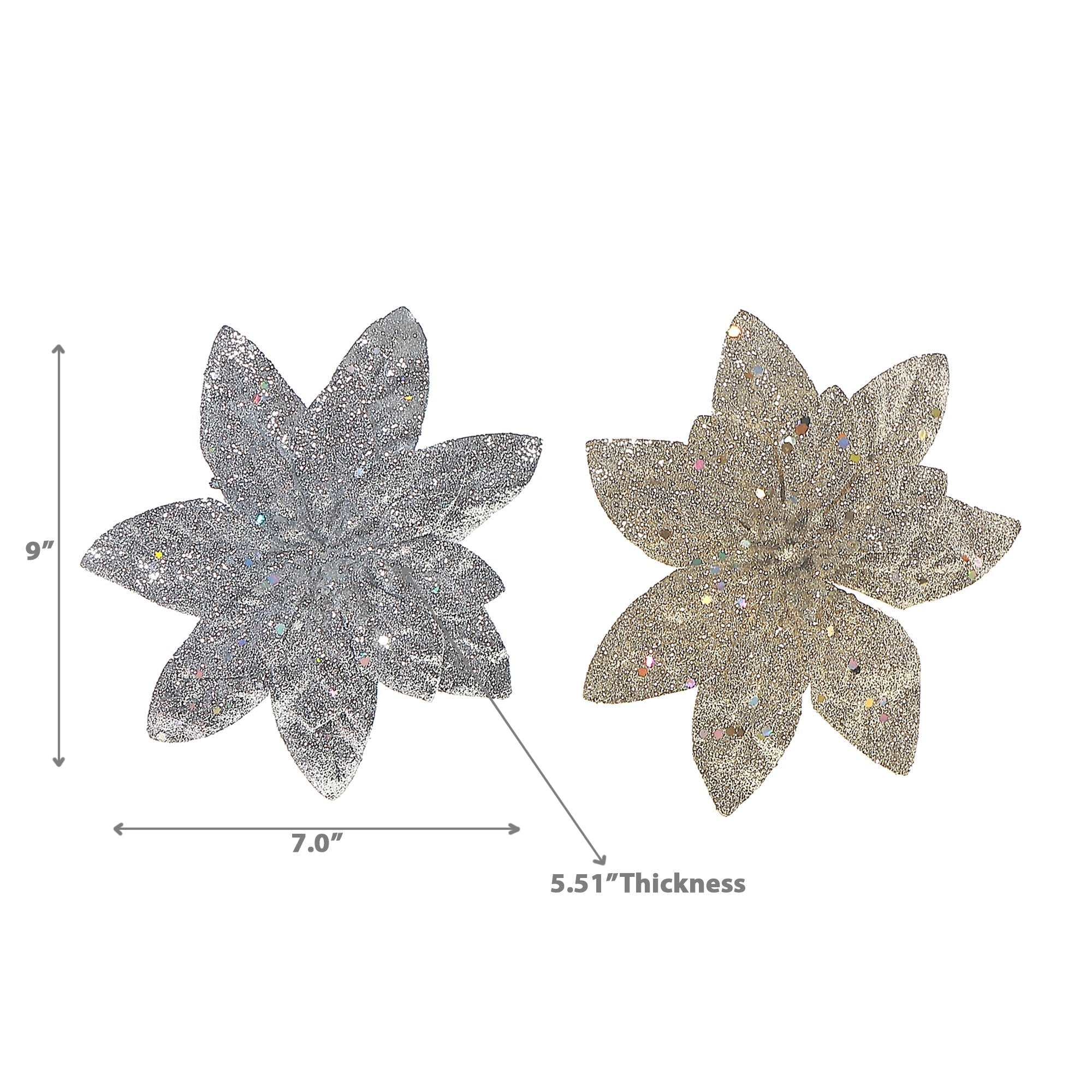 Glitter Poinsettia Clip Set of 12, Christmas Tree Flower Clip, Holiday Ornament Decoration
