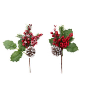 Red Berry and Pinecone Pick Assorted, Christmas, Floral Pick, Holiday Decor- Set of 6