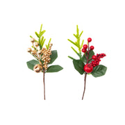 Berries and Pine Pick Assorted, Floral Pick, Holiday Decor- Set of 6
