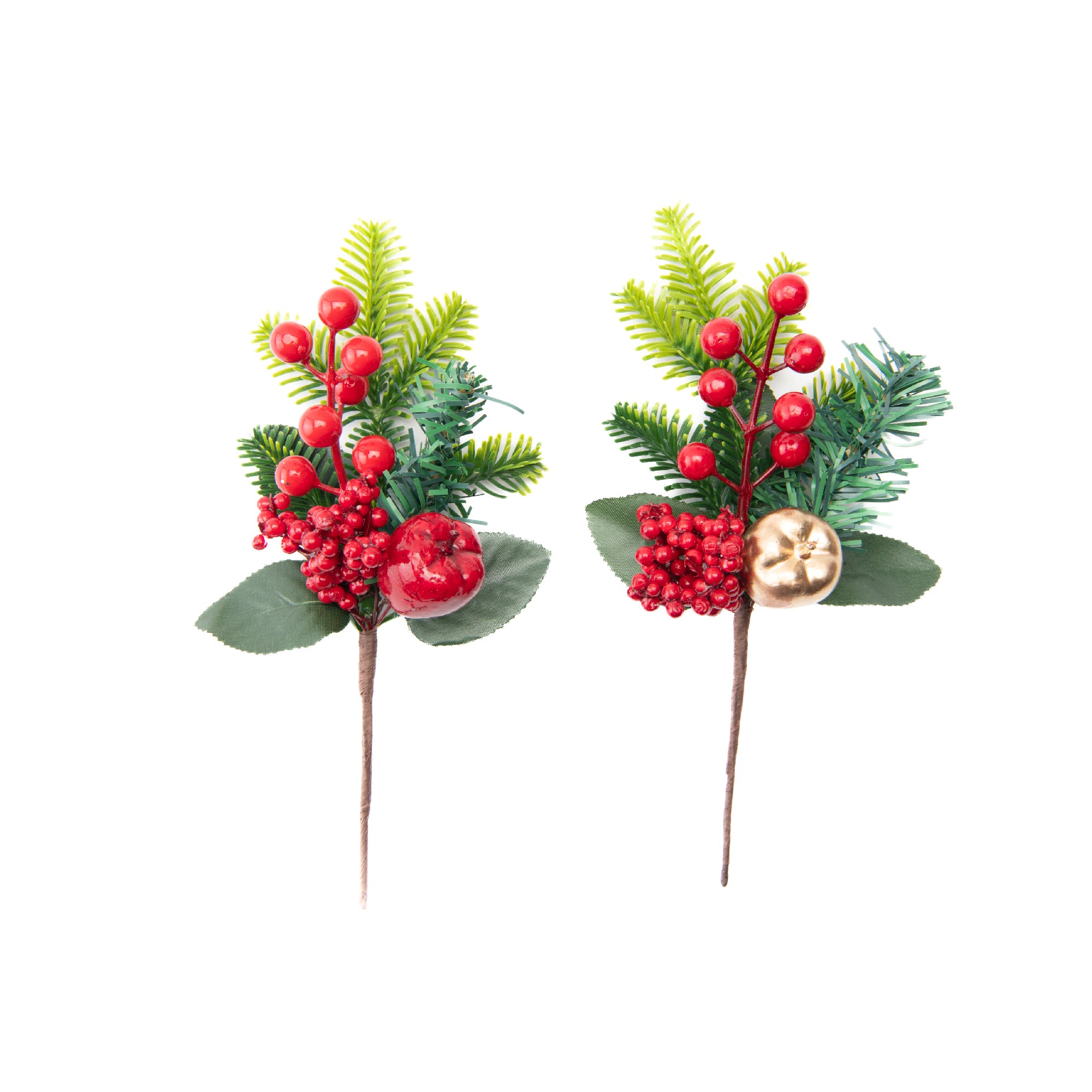 Berries and Apple Pick Assorted, Floral Pick, Holiday Decor- Set of 6