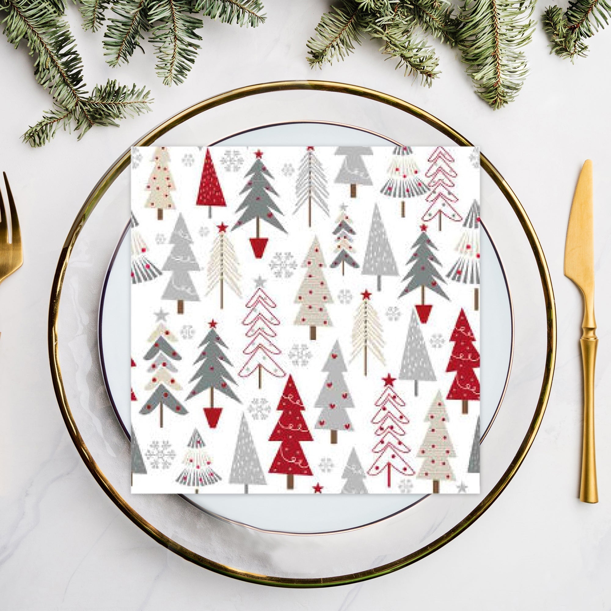 20 Pack Luncheon 3-Ply Napkin Winter Forest Set of 6 – Christmas Table Decor, Holiday Dining Accent, Festive Napkins