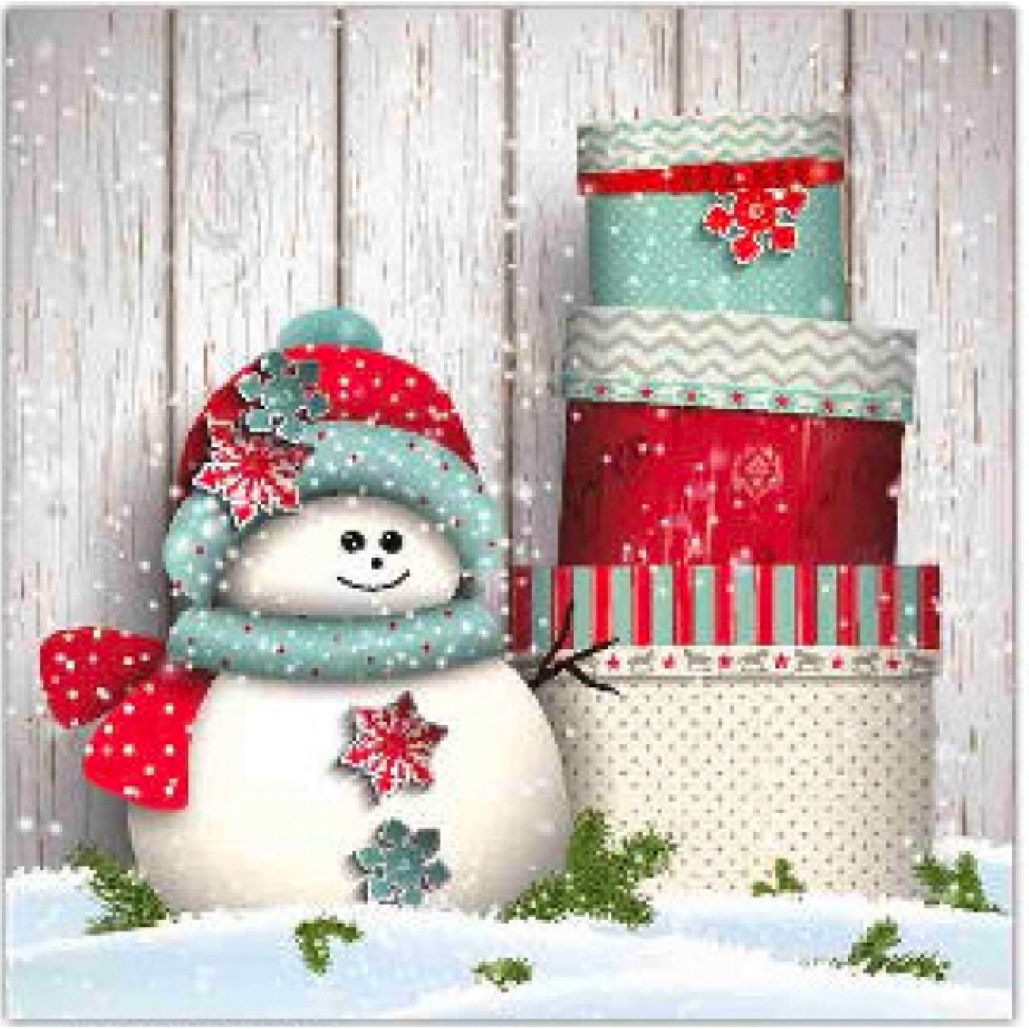20 Pack Luncheon 3-Ply Napkin Snowman With Gifts Set of 6 – Christmas Table Decor, Holiday Dining Accent, Festive Napkins