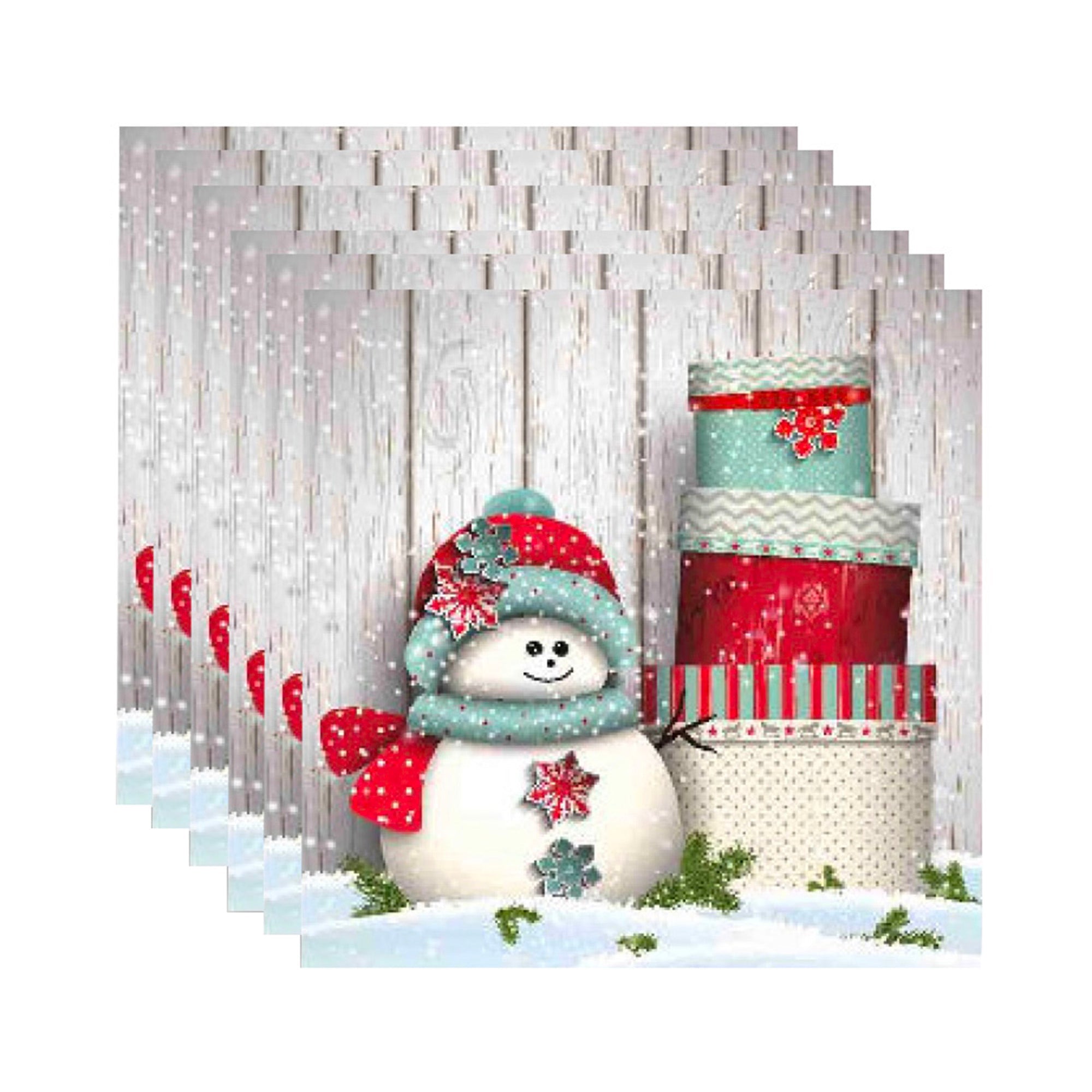 20 Pack Luncheon 3-Ply Napkin Snowman With Gifts Set of 6 – Christmas Table Decor, Holiday Dining Accent, Festive Napkins