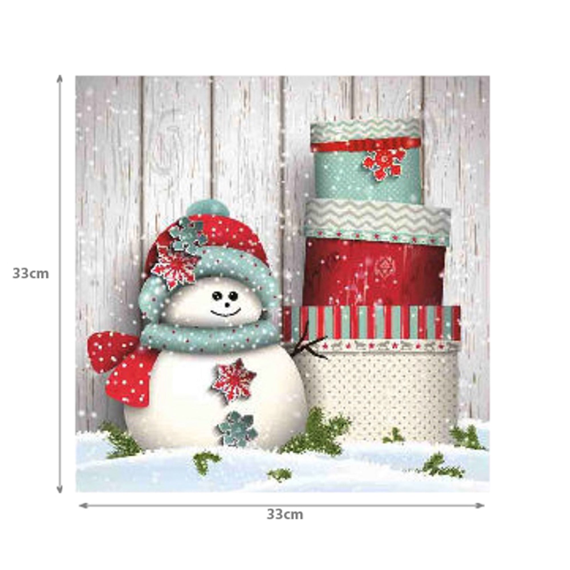 20 Pack Luncheon 3-Ply Napkin Snowman With Gifts Set of 6 – Christmas Table Decor, Holiday Dining Accent, Festive Napkins