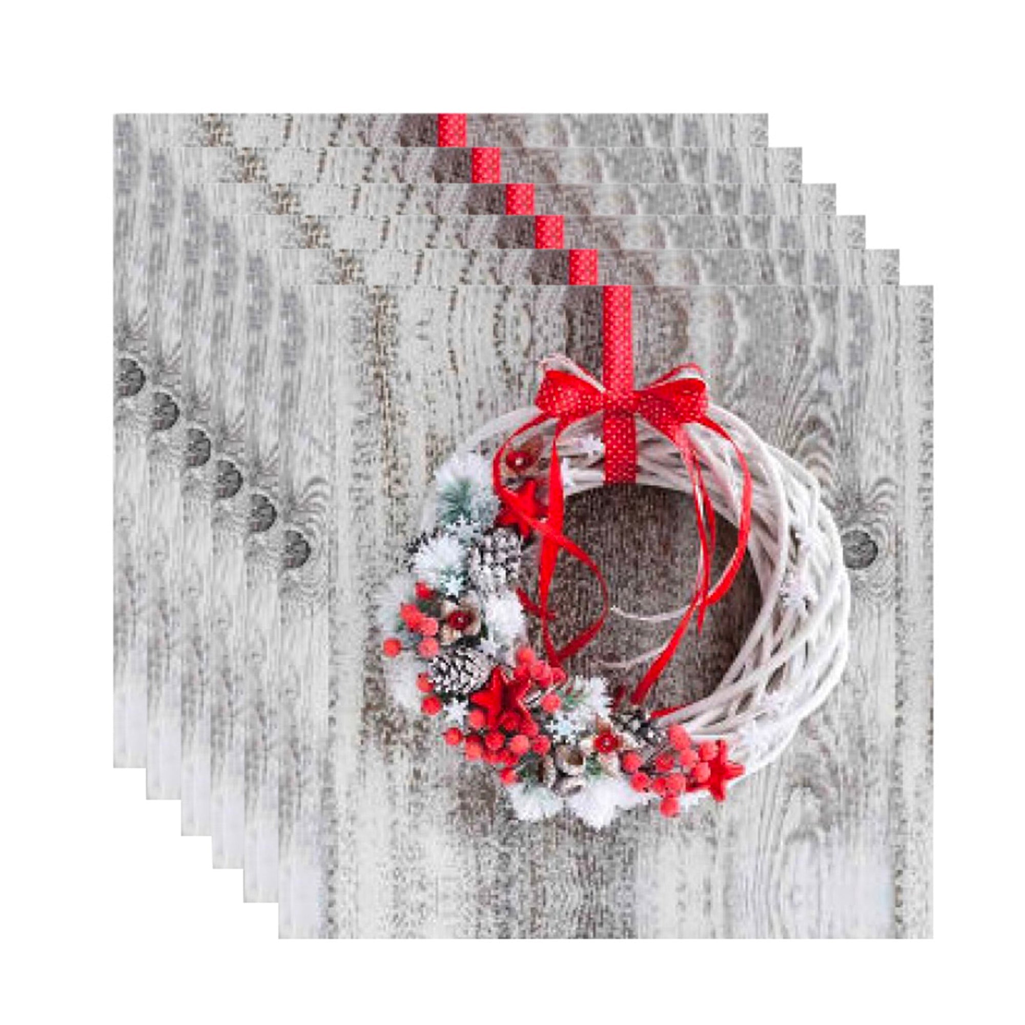 20 Pack Luncheon 3-Ply Napkin Berry Wreath Set of 6 – Christmas Table Decor, Holiday Dining Accent, Festive Napkins