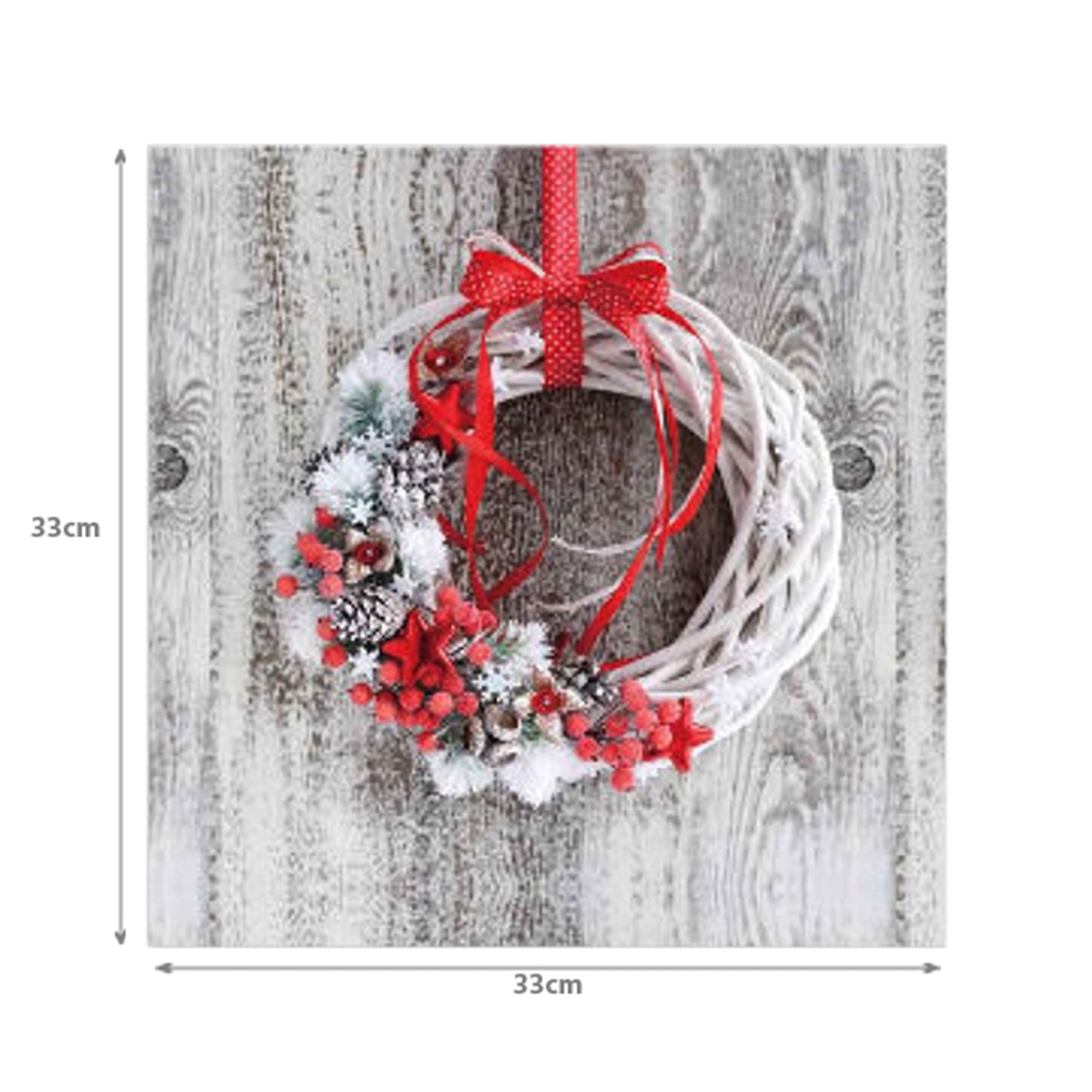 20 Pack Luncheon 3-Ply Napkin Berry Wreath Set of 6 – Christmas Table Decor, Holiday Dining Accent, Festive Napkins