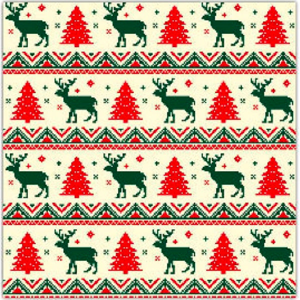 20 Pack Luncheon 3 Ply Napkin (Tree With Reindeer Pattern) - Set of 6