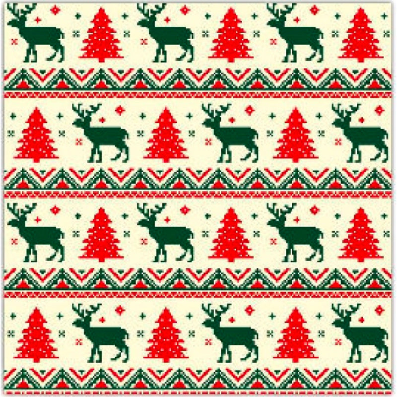 20 Pack Luncheon 3 Ply Napkin (Tree With Reindeer Pattern) - Set of 6