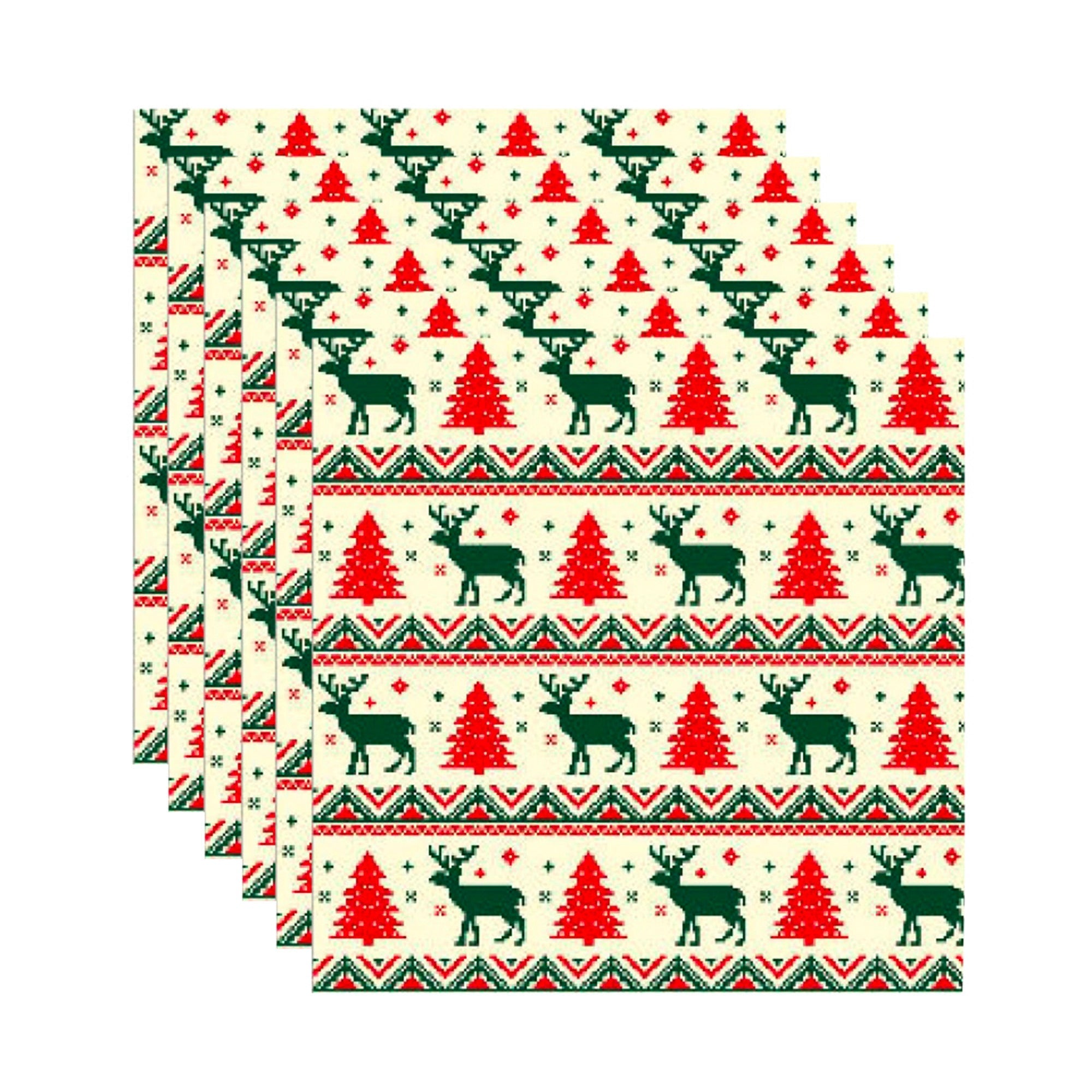 20 Pack Luncheon 3-Ply Napkin Tree With Reindeer Pattern Set of 6 – Christmas Table Decor, Holiday Dining Accent, Festive Napkins