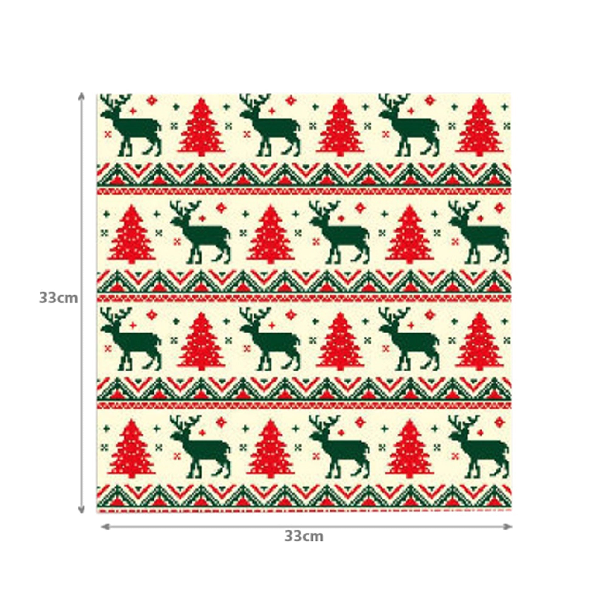 20 Pack Luncheon 3-Ply Napkin Tree With Reindeer Pattern Set of 6 – Christmas Table Decor, Holiday Dining Accent, Festive Napkins