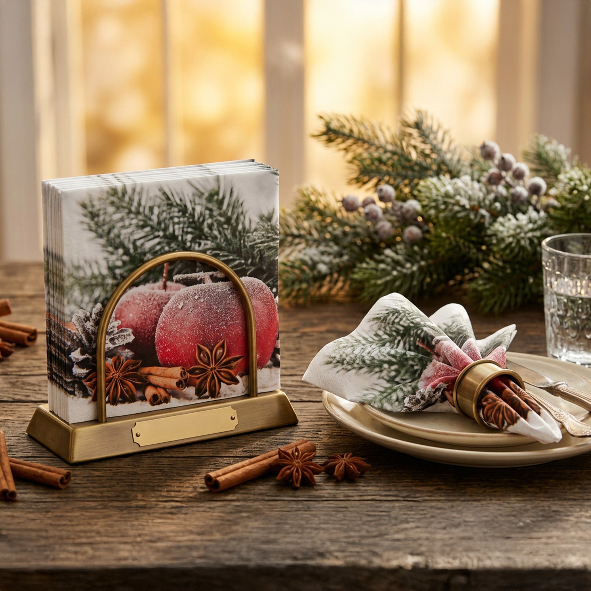 20 Pack Luncheon 3 Ply Napkin Apple Spice, Paper Napkins, Holiday Decor- Set of 6
