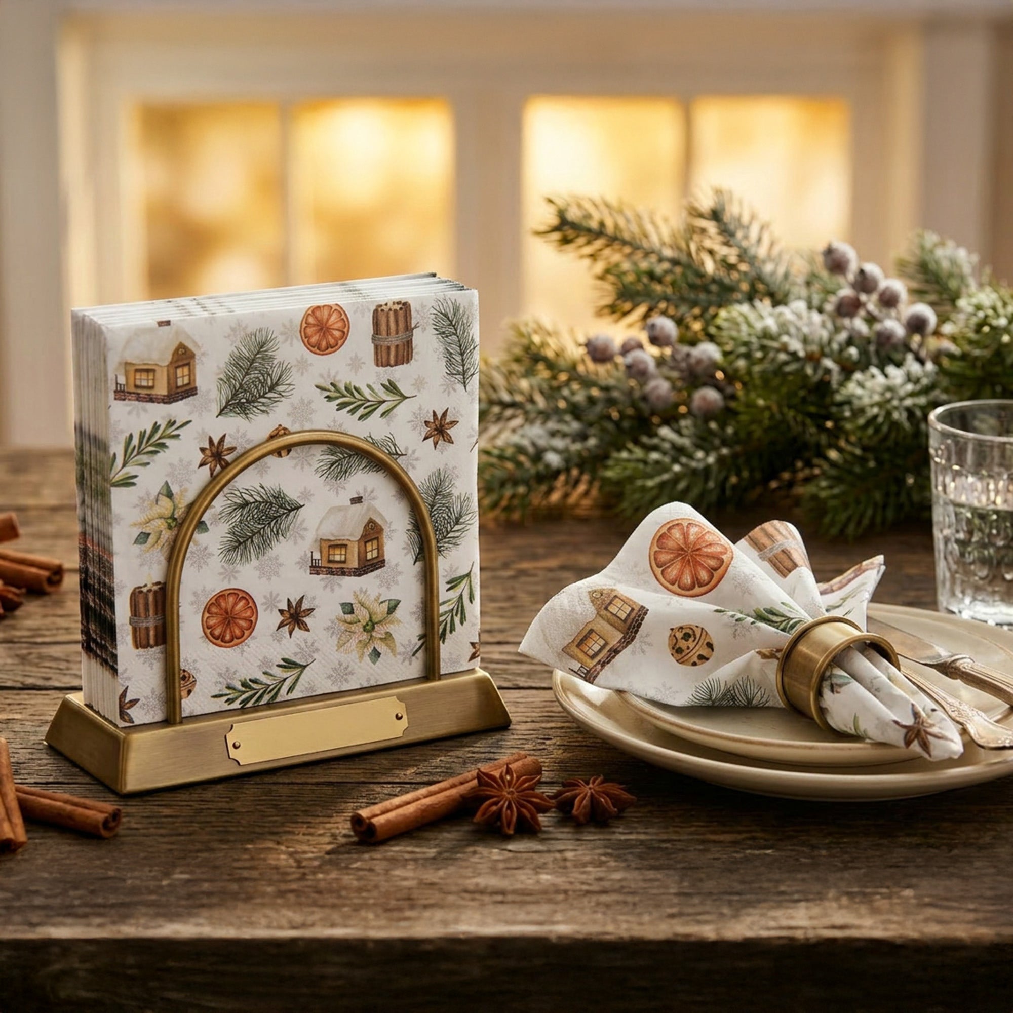 20 Pack Luncheon 3 Ply Napkin Cozy Winter Vibes, Winter, Paper Napkins, Holiday Decor- Set of 6