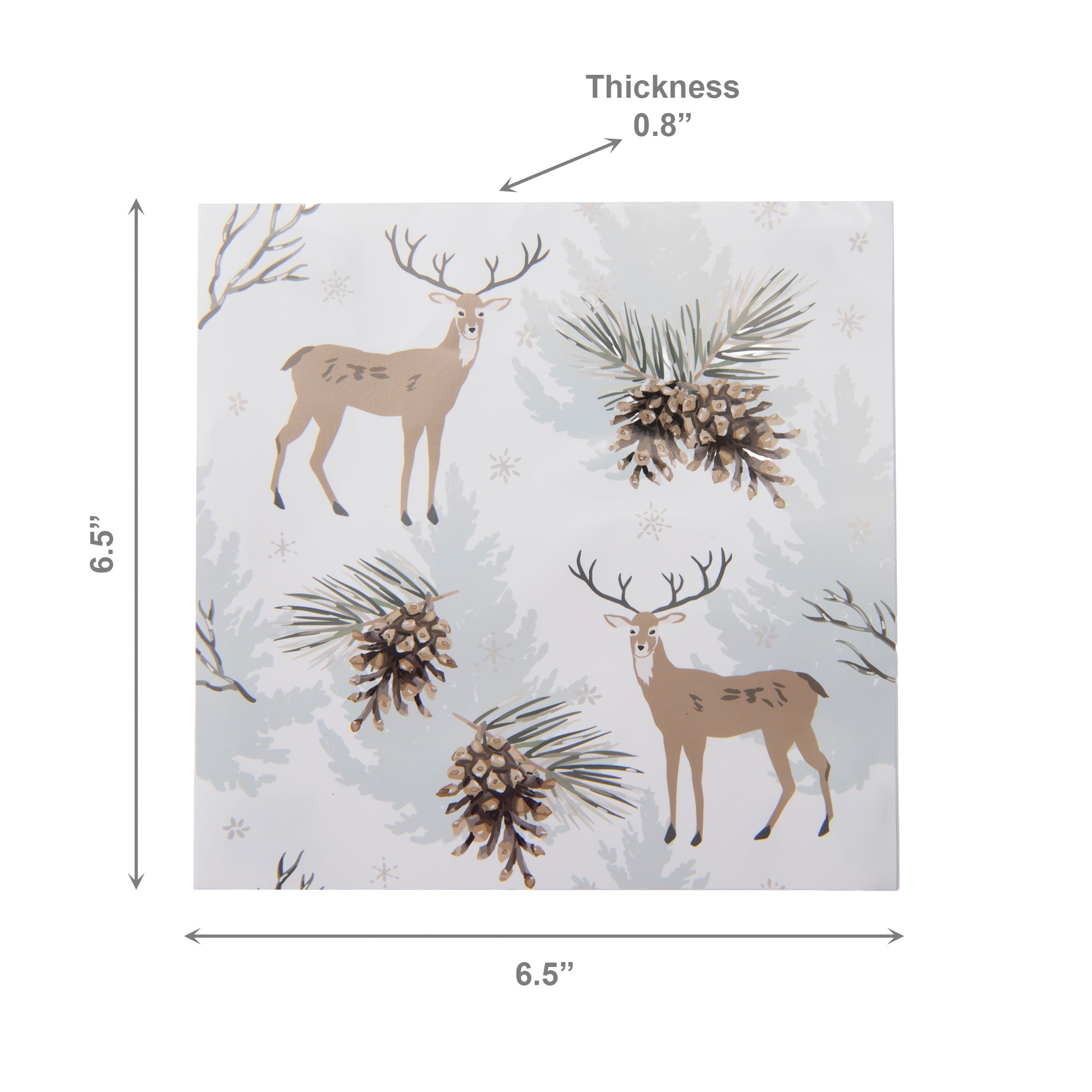 20 Pack Luncheon 3 Ply Napkin Reindeer & Pinecone, Christmas, Paper Napkins, Holiday Decor- Set of 6