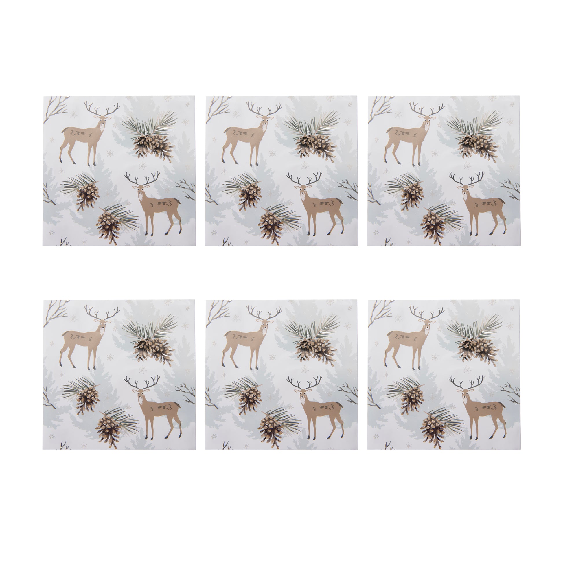 20 Pack Luncheon 3 Ply Napkin Reindeer & Pinecone, Christmas, Paper Napkins, Holiday Decor- Set of 6