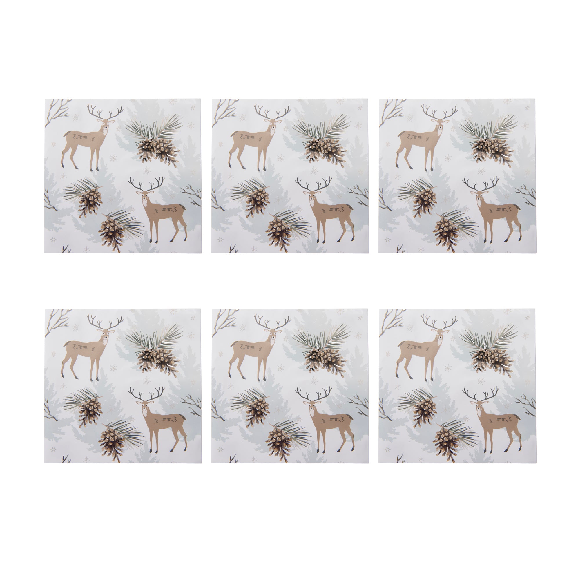 20 Pack Luncheon 3 Ply Napkin Reindeer & Pinecone, Christmas, Paper Napkins, Holiday Decor- Set of 6