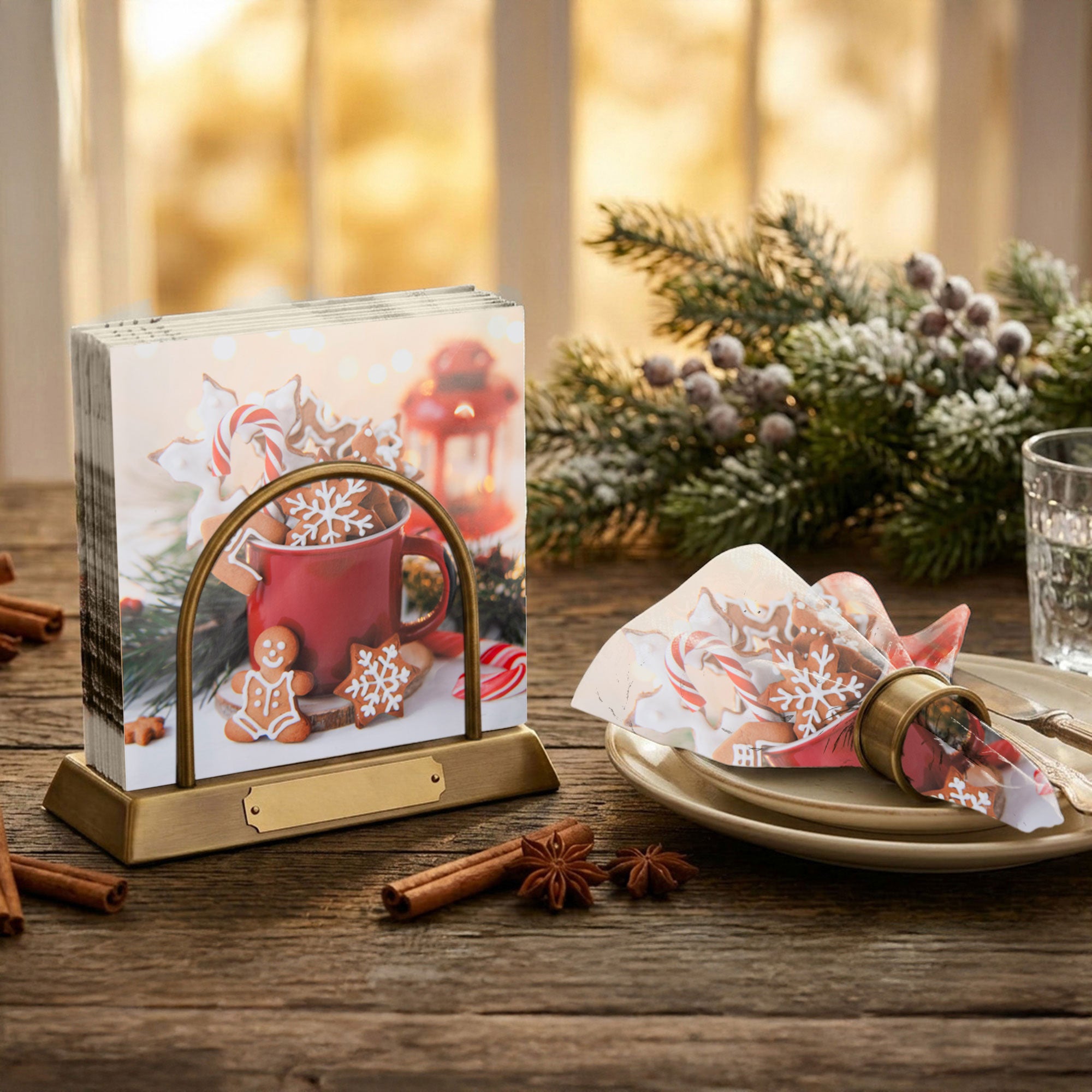 20 Pack Luncheon 3 Ply Napkin Frosted Gingerbread Cookies, Christmas, Paper Napkins, Holiday Decor- Set of 6