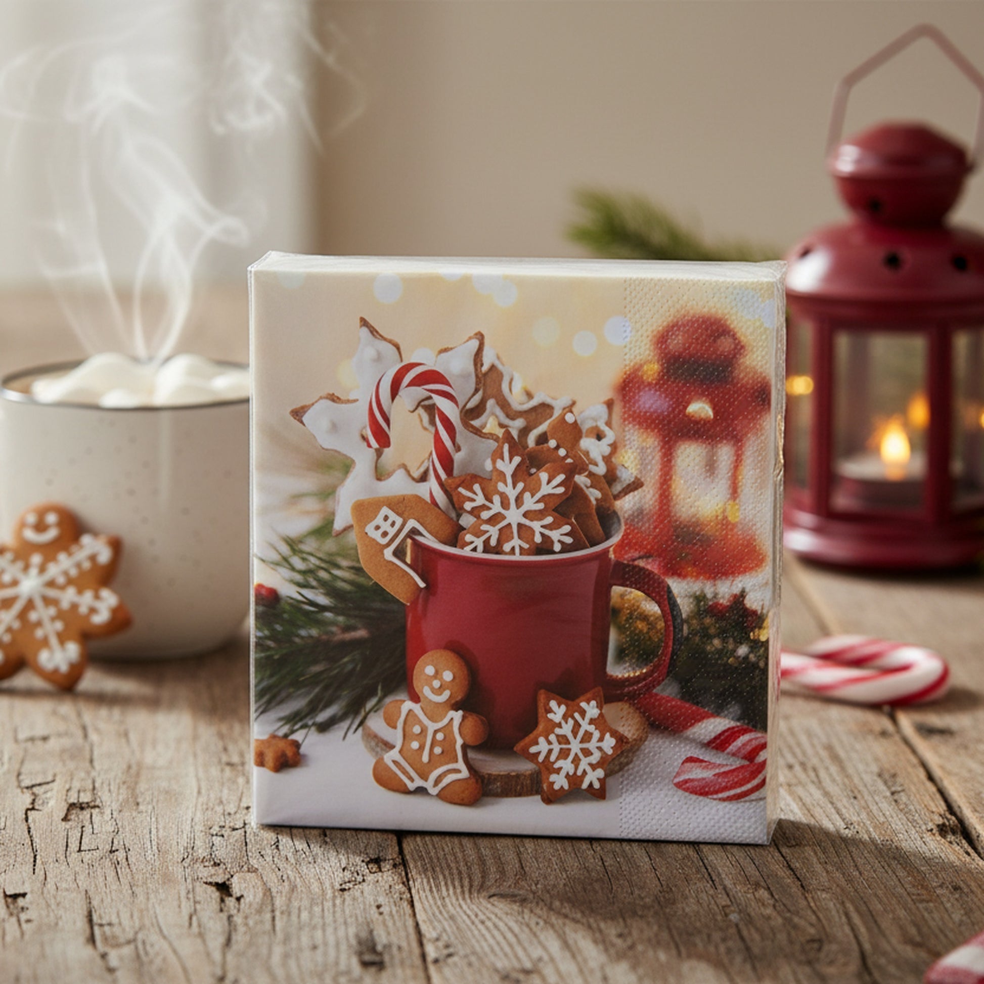 20 Pack Luncheon 3 Ply Napkin Frosted Gingerbread Cookies, Christmas, Paper Napkins, Holiday Decor- Set of 6