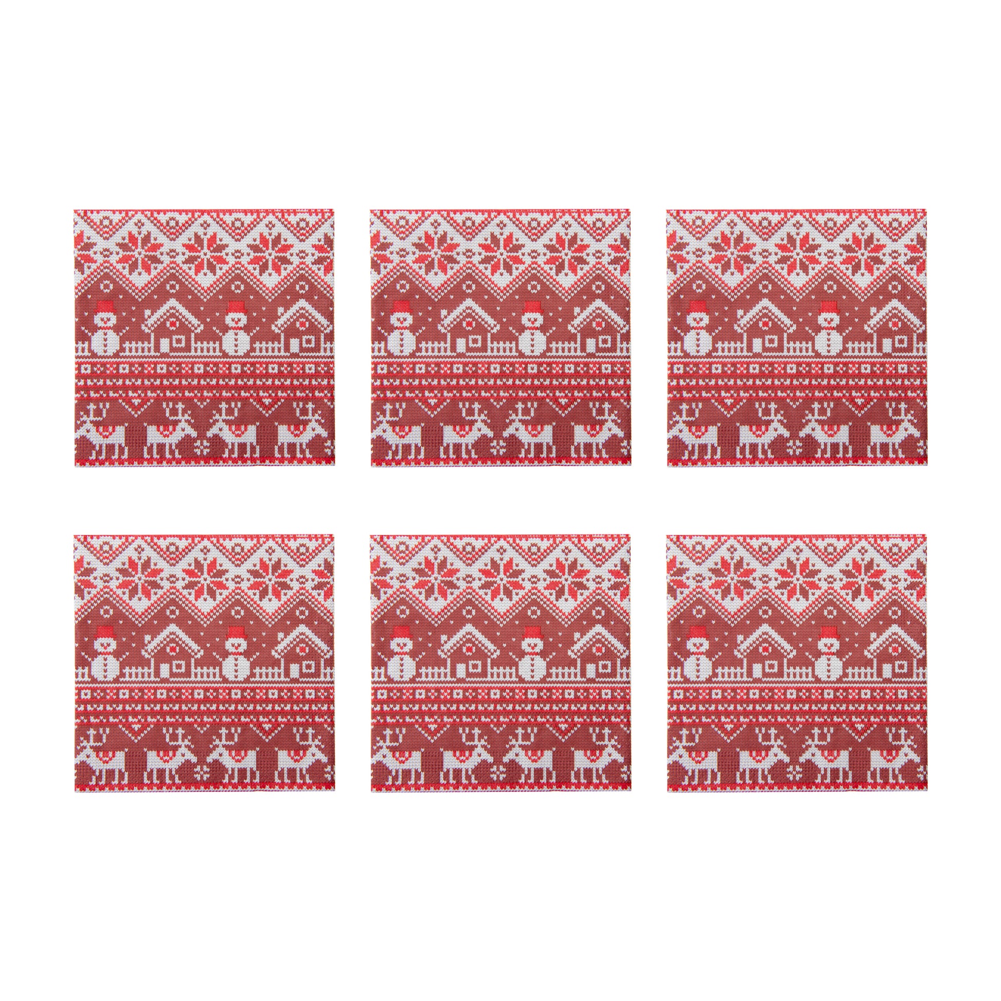20 Pack Luncheon 3 Ply Napkin Red Winter Village, Winter, Paper Napkins, Holiday Decor- Set of 6