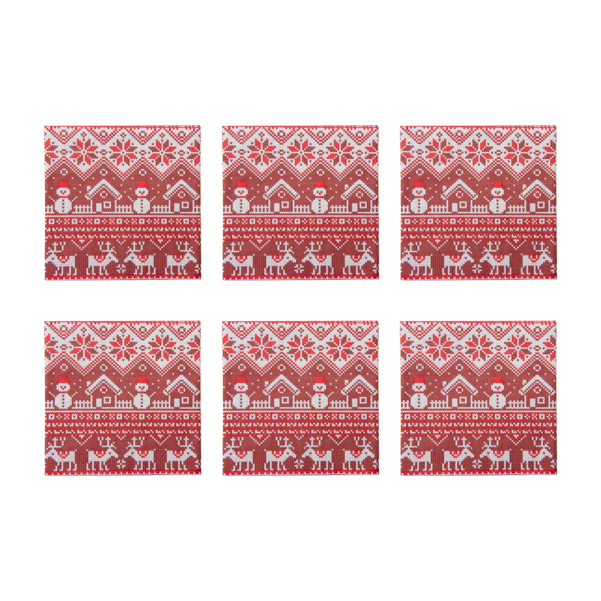 20 Pack Luncheon 3 Ply Napkin Red Winter Village, Winter, Paper Napkins, Holiday Decor- Set of 6