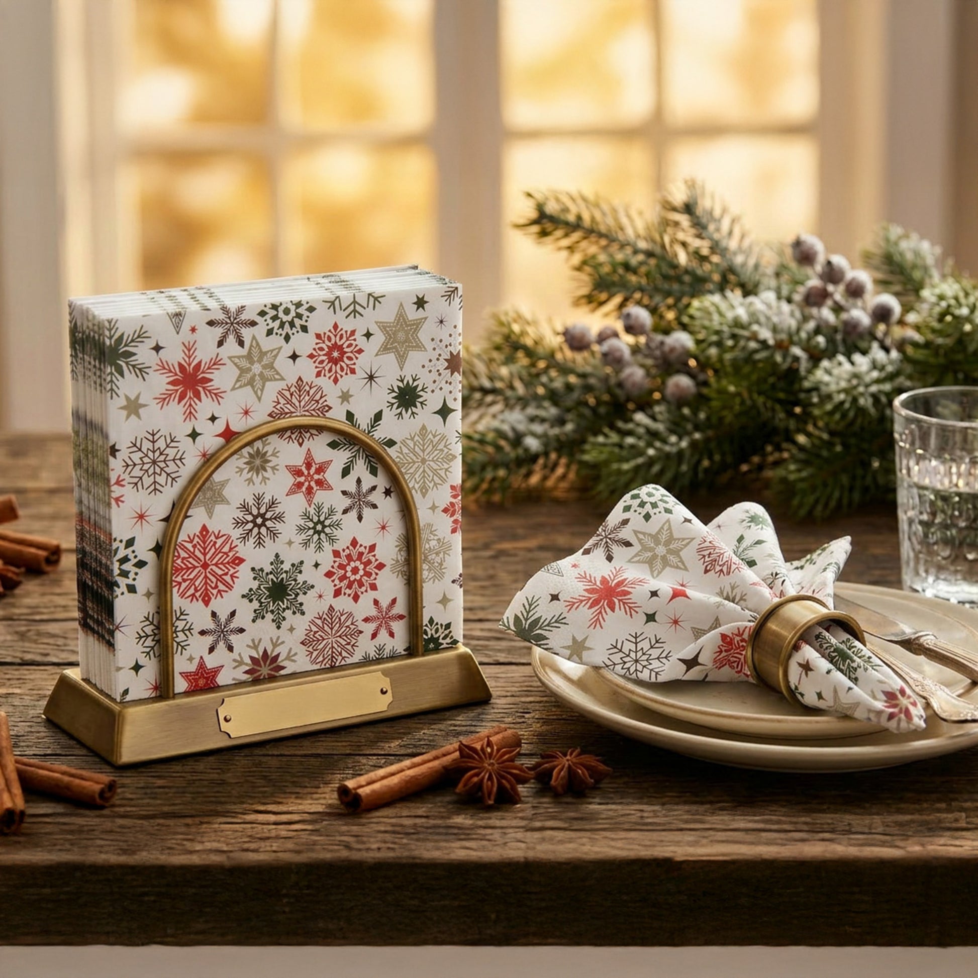20 Pack Luncheon 3 Ply Napkin Colorful Snowflakes, Paper Napkins, Holiday Decor- Set of 6
