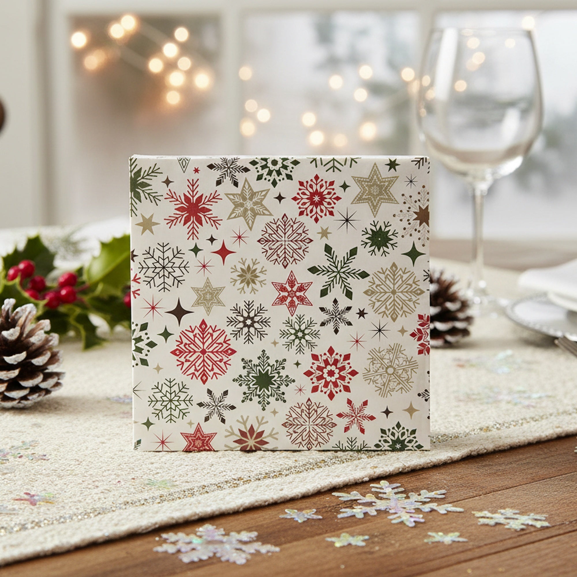 20 Pack Luncheon 3 Ply Napkin Colorful Snowflakes, Paper Napkins, Holiday Decor- Set of 6