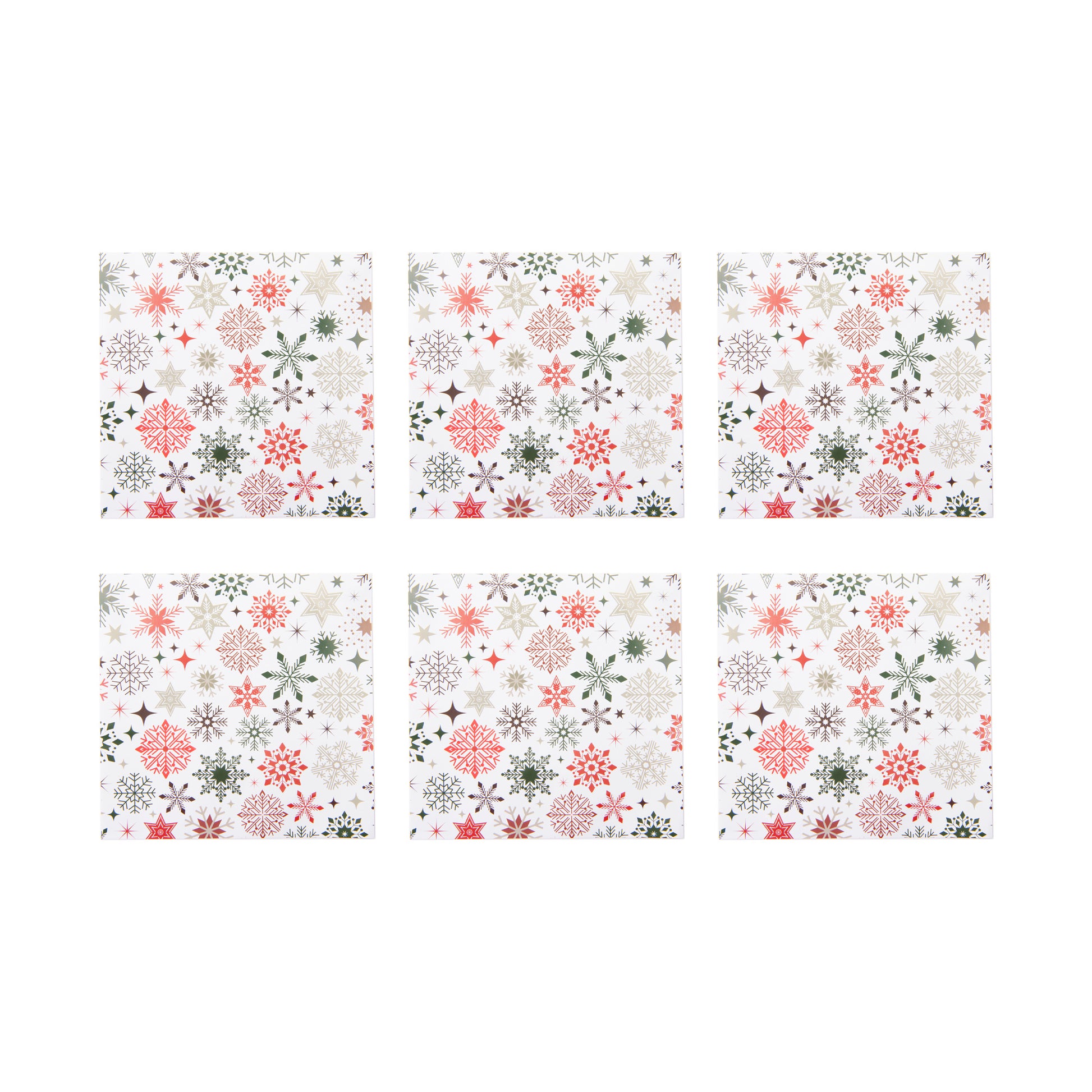 20 Pack Luncheon 3 Ply Napkin Colorful Snowflakes, Paper Napkins, Holiday Decor- Set of 6