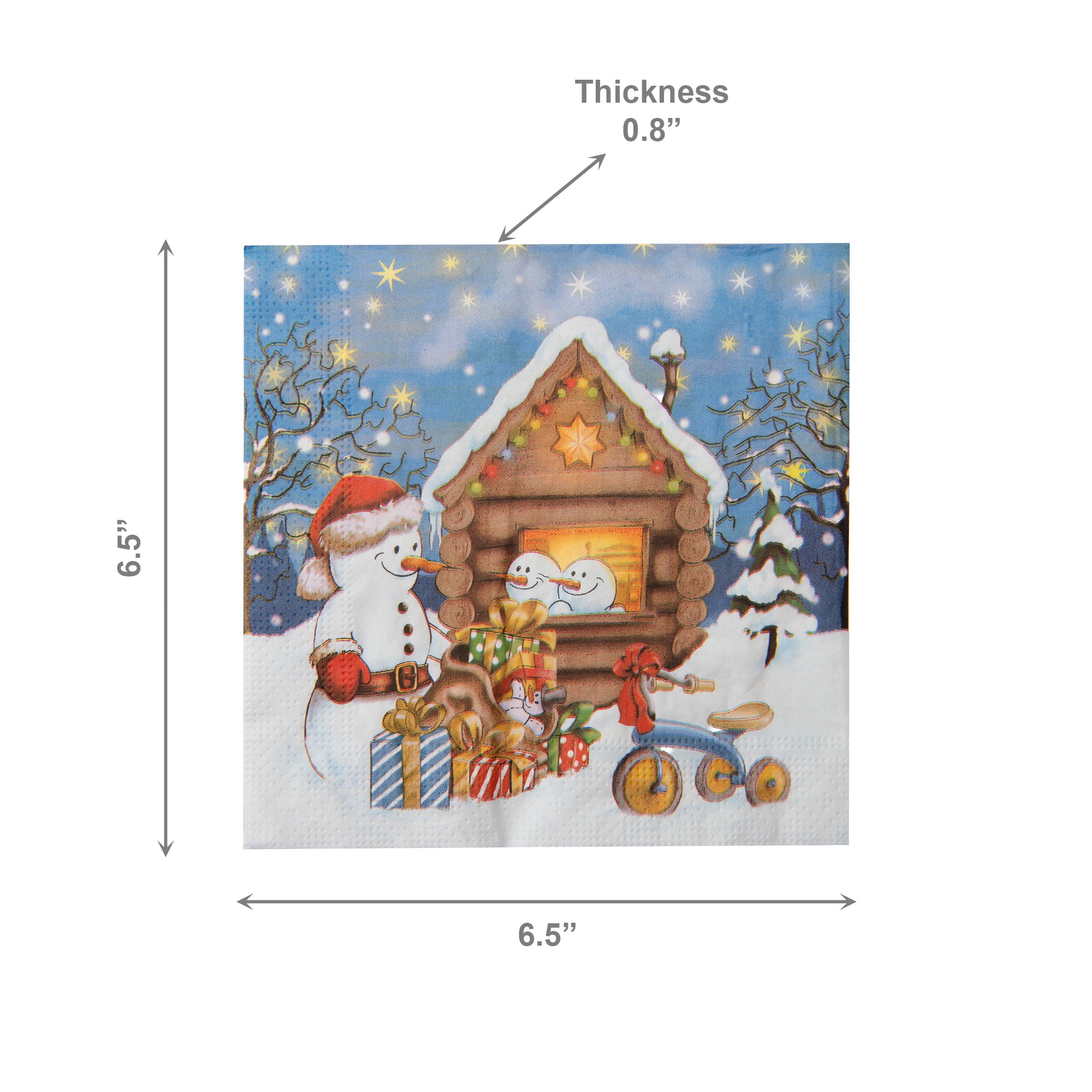 20 Pack Luncheon 3 Ply Napkin Snowman with Presents, Christmas, Paper Napkins, Holiday Decor- Set of 6