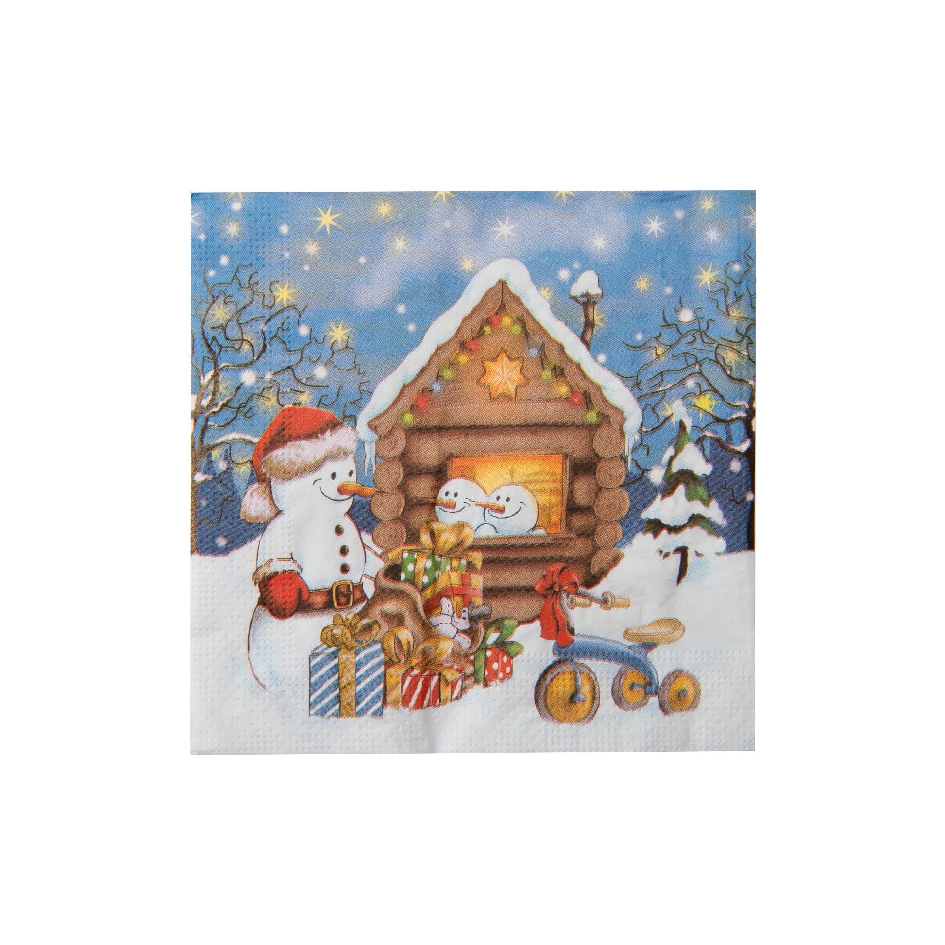 20 Pack Luncheon 3 Ply Napkin Snowman with Presents, Christmas, Paper Napkins, Holiday Decor- Set of 6