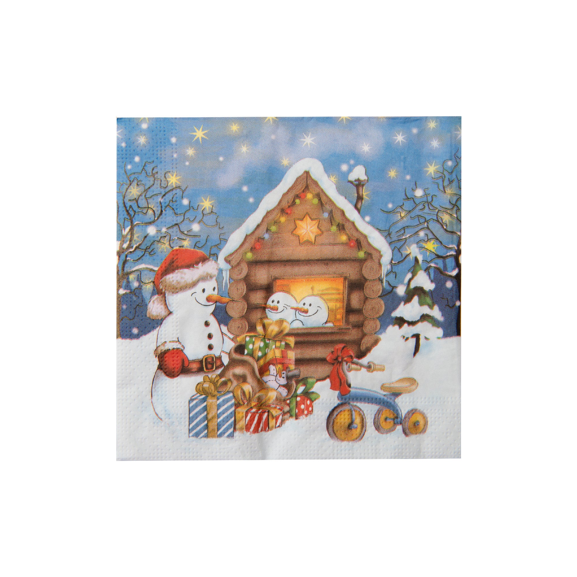 20 Pack Luncheon 3 Ply Napkin Snowman with Presents, Christmas, Paper Napkins, Holiday Decor- Set of 6