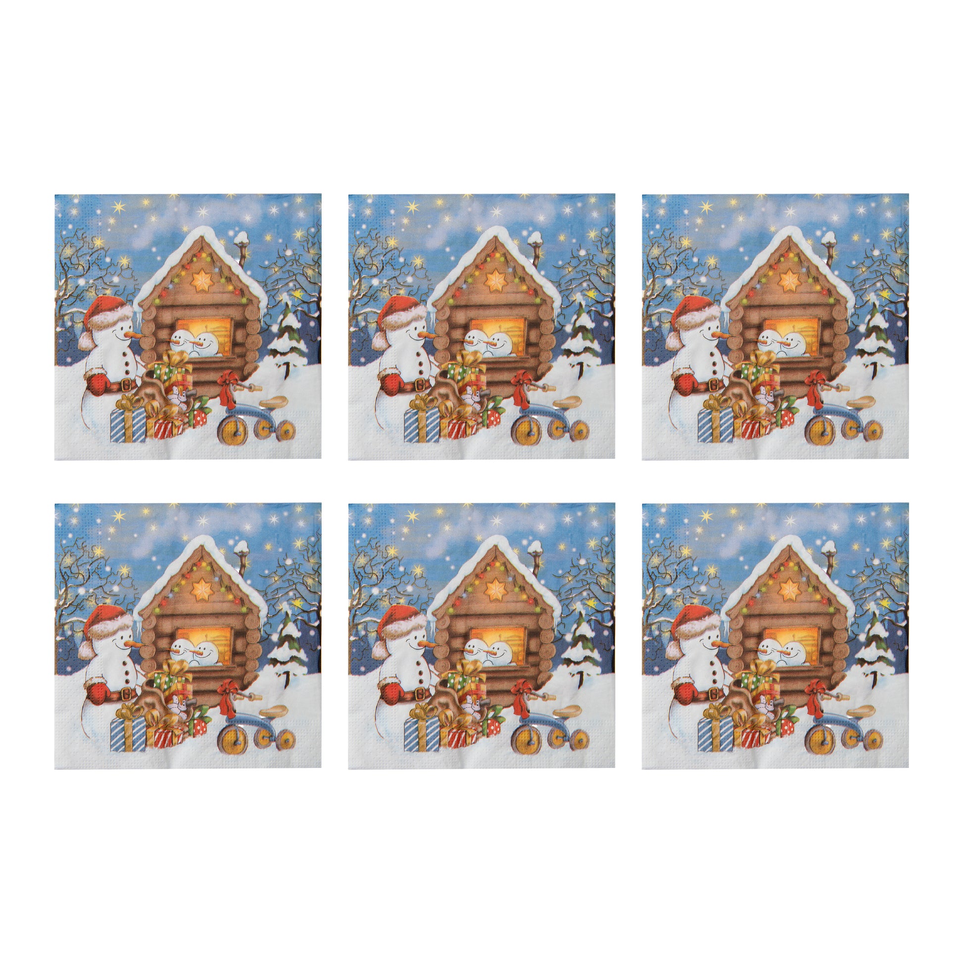 20 Pack Luncheon 3 Ply Napkin Snowman with Presents, Christmas, Paper Napkins, Holiday Decor- Set of 6