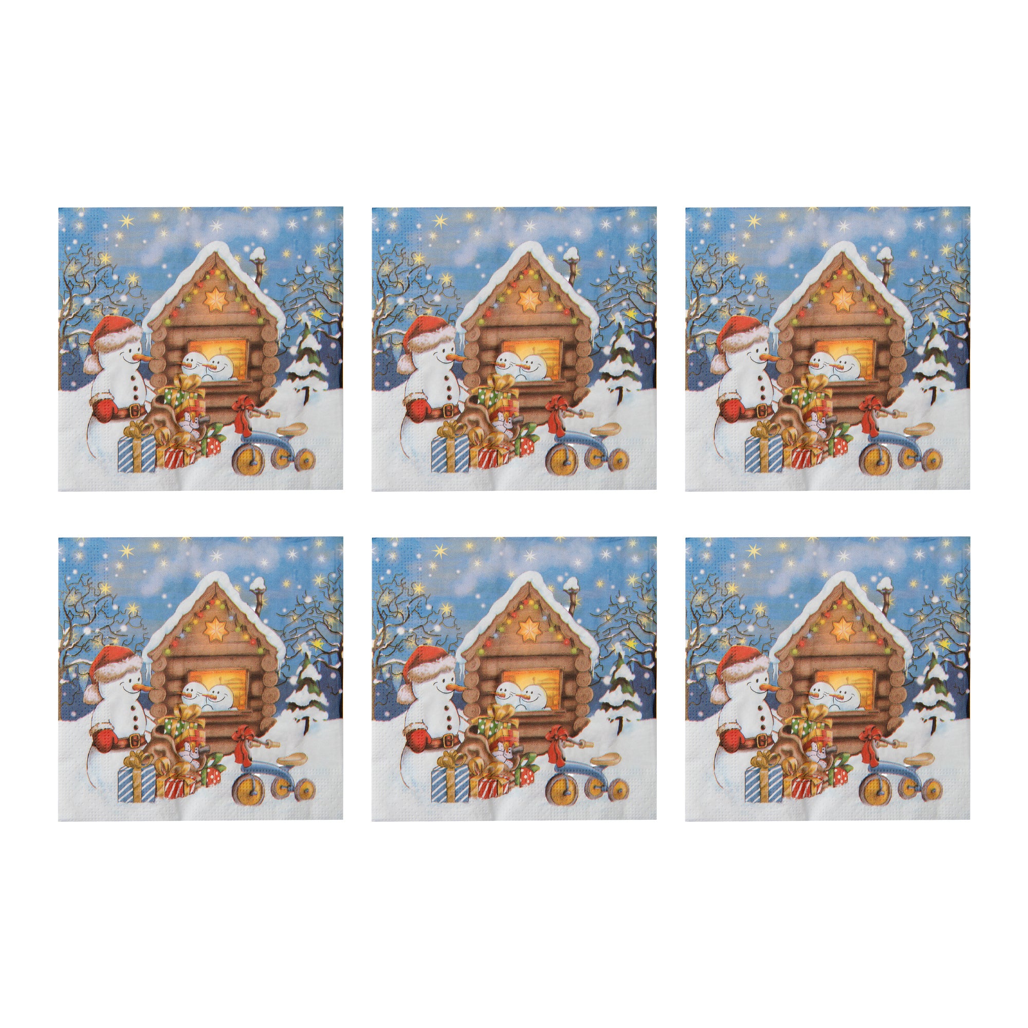 20 Pack Luncheon 3 Ply Napkin Snowman with Presents, Christmas, Paper Napkins, Holiday Decor- Set of 6