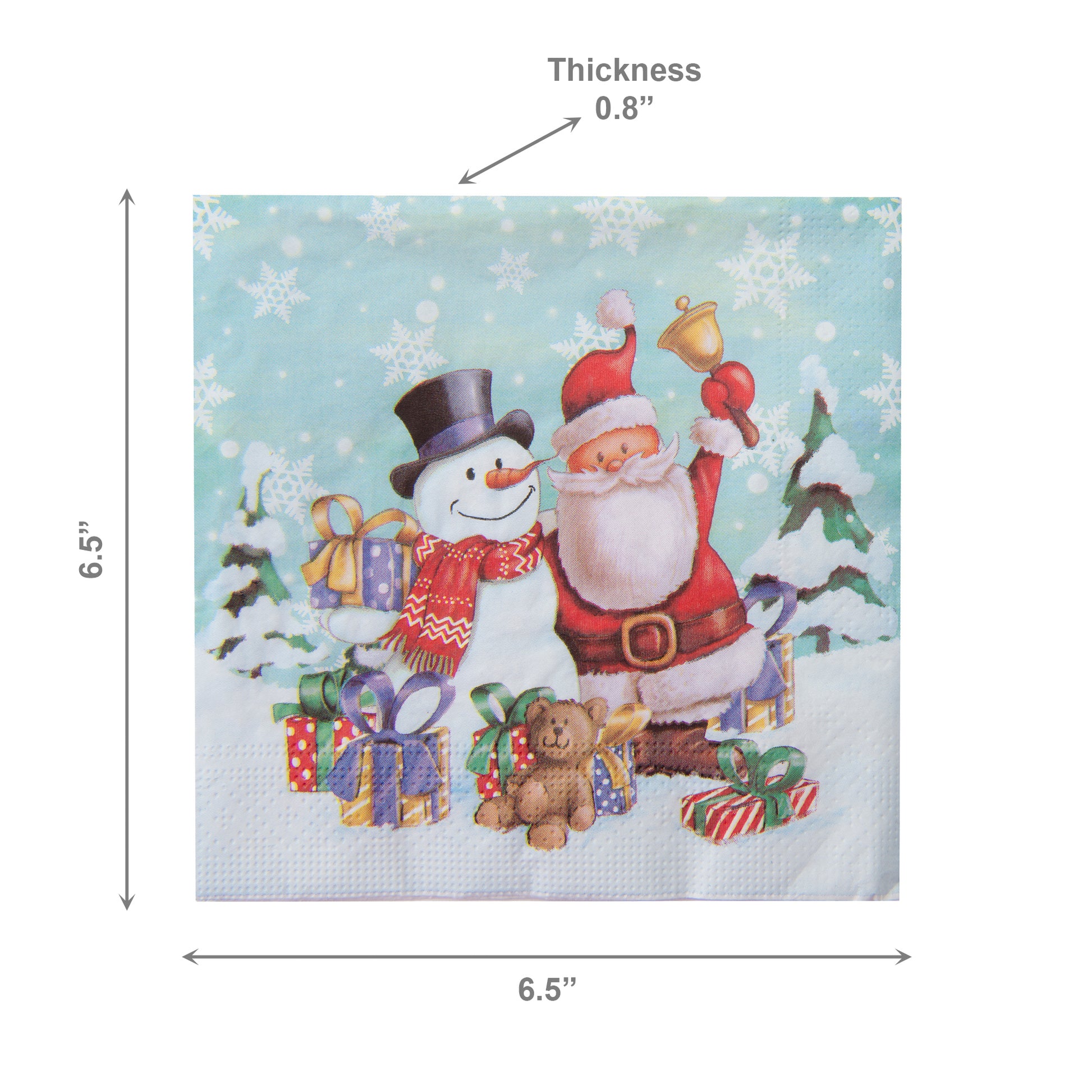 20 Pack Luncheon 3 Ply Napkin Snowman Santa, Christmas, Paper Napkins, Holiday Decor- Set of 6