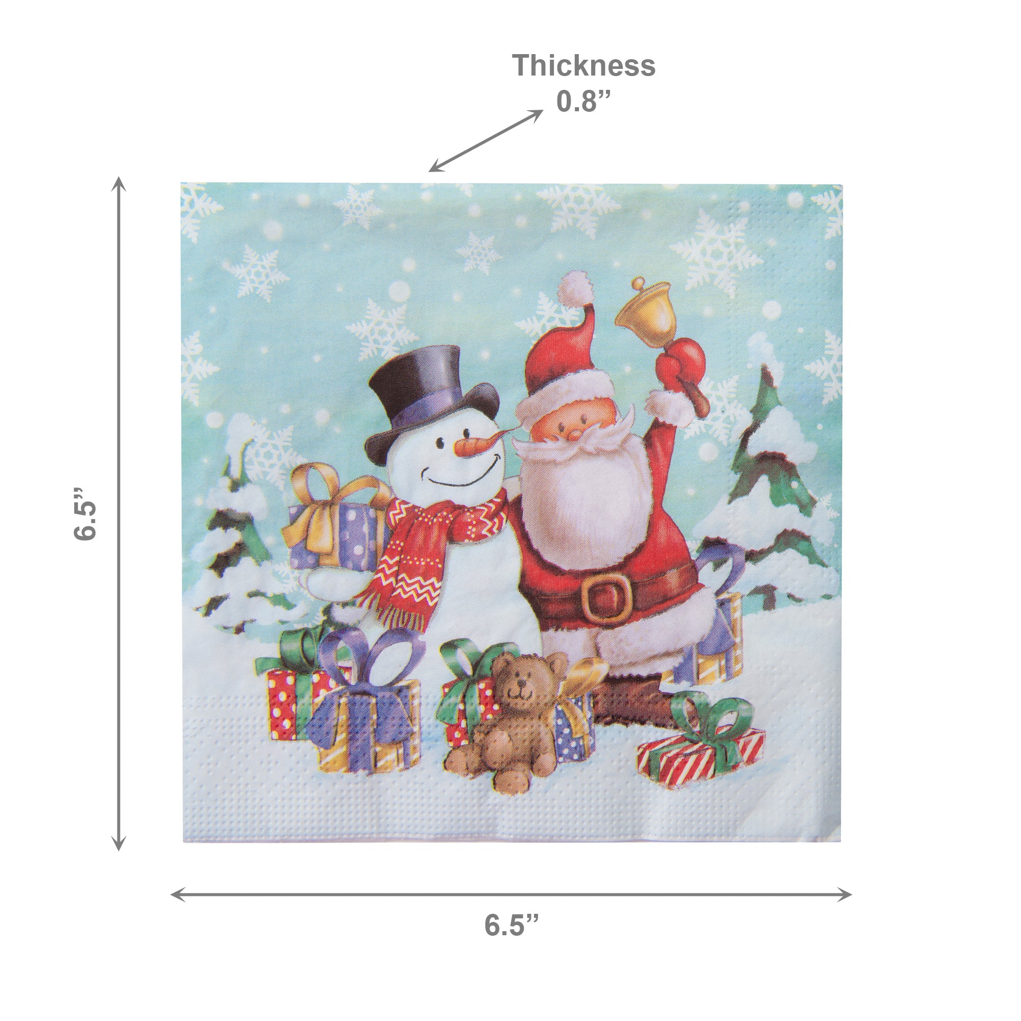 20 Pack Luncheon 3 Ply Napkin Snowman Santa, Christmas, Paper Napkins, Holiday Decor- Set of 6