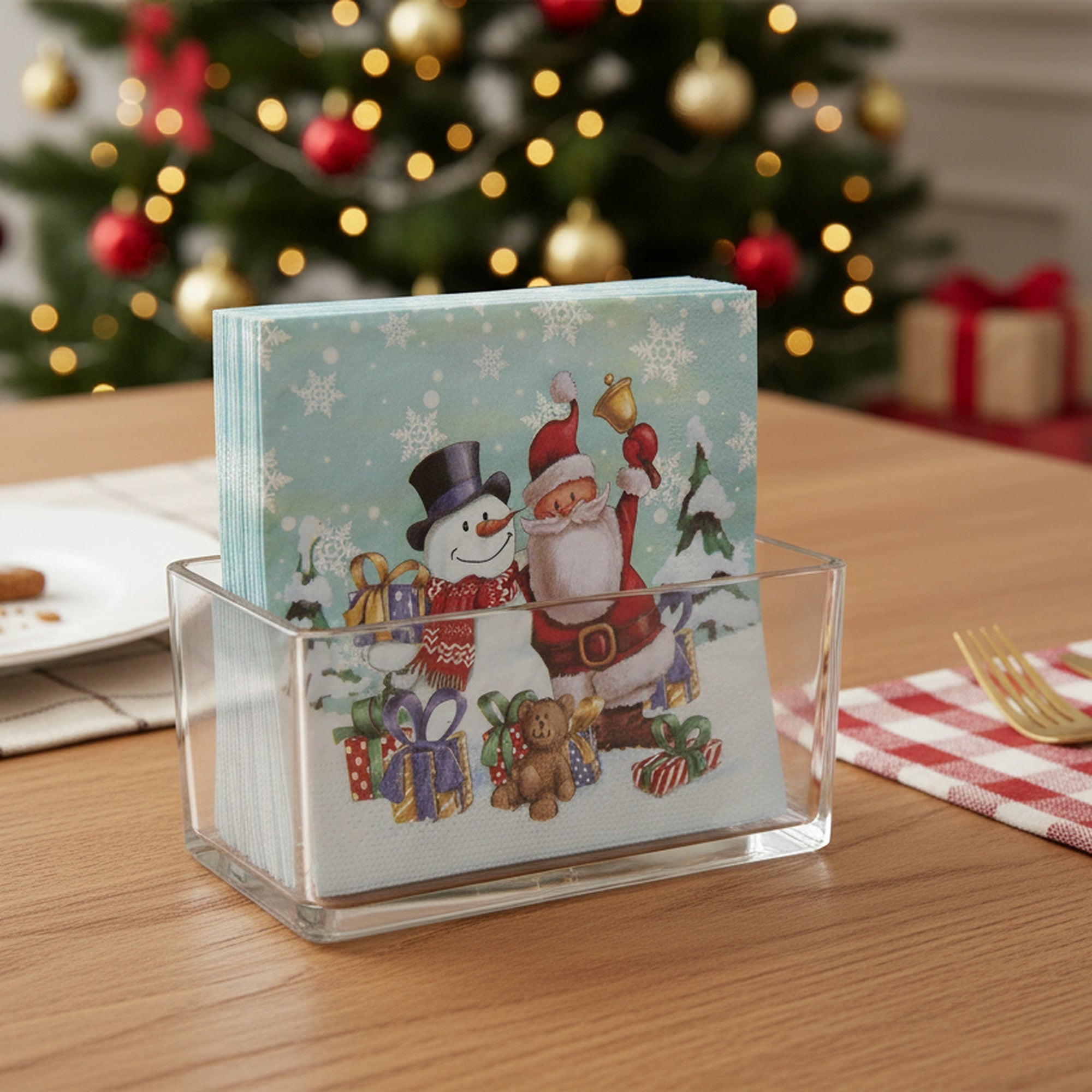 20 Pack Luncheon 3 Ply Napkin Snowman Santa, Christmas, Paper Napkins, Holiday Decor- Set of 6
