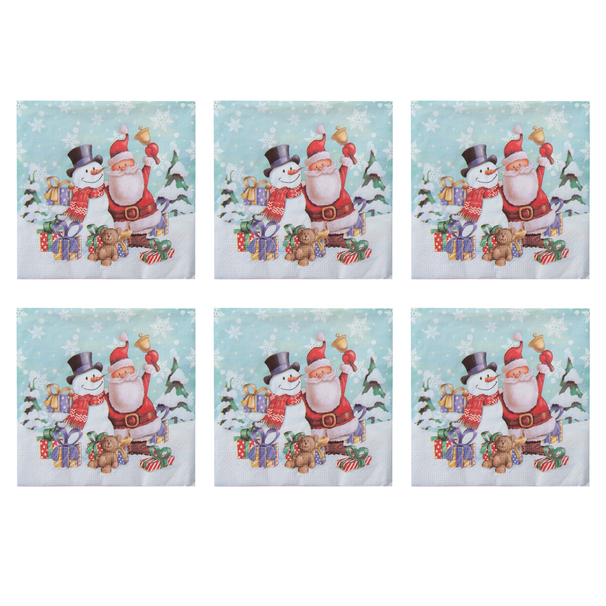 20 Pack Luncheon 3 Ply Napkin Snowman Santa, Christmas, Paper Napkins, Holiday Decor- Set of 6