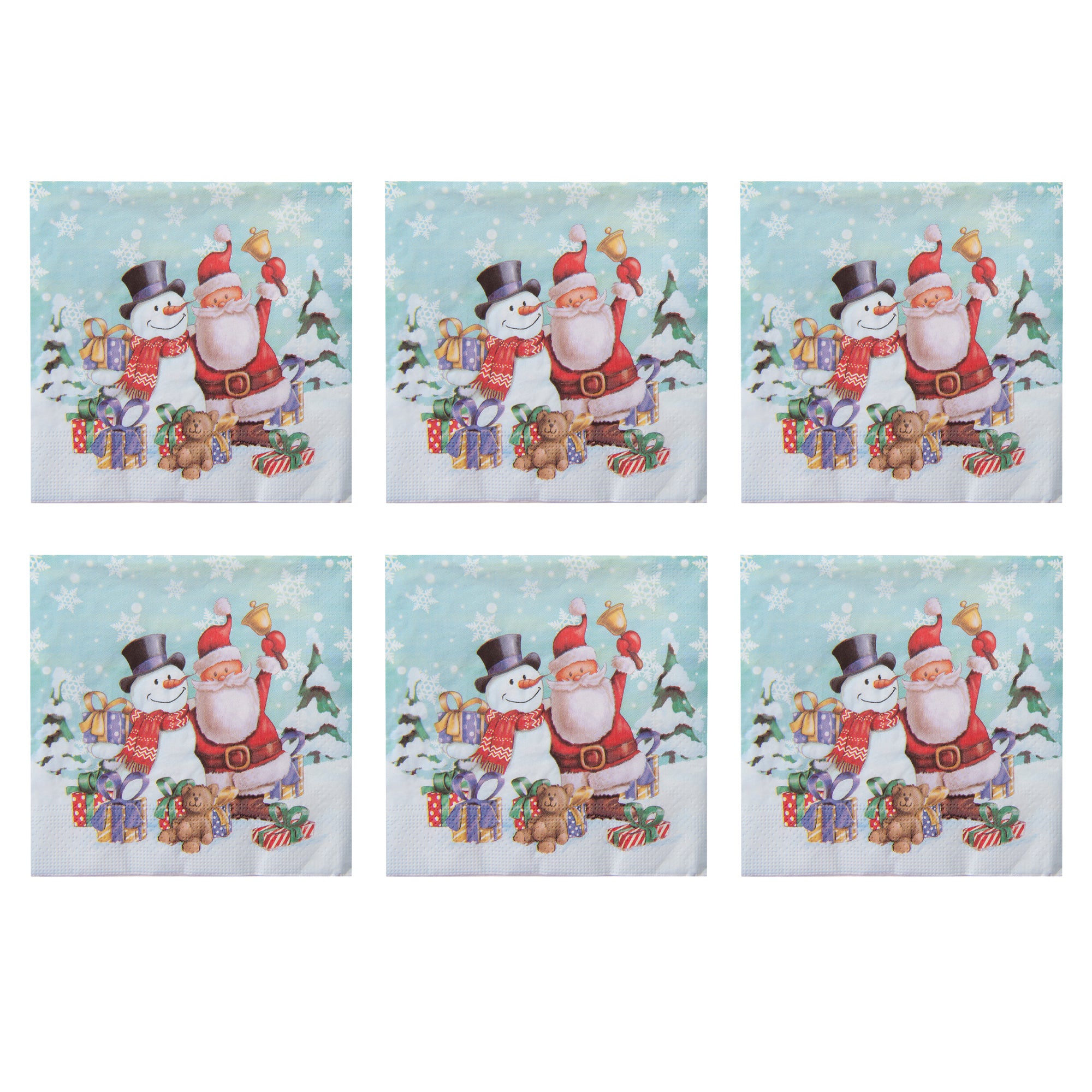 20 Pack Luncheon 3 Ply Napkin Snowman Santa, Christmas, Paper Napkins, Holiday Decor- Set of 6