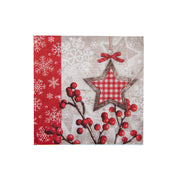 20 Pack Luncheon 3 Ply Napkin Star and Berries, Paper Napkins, Holiday Decor- Set of 6