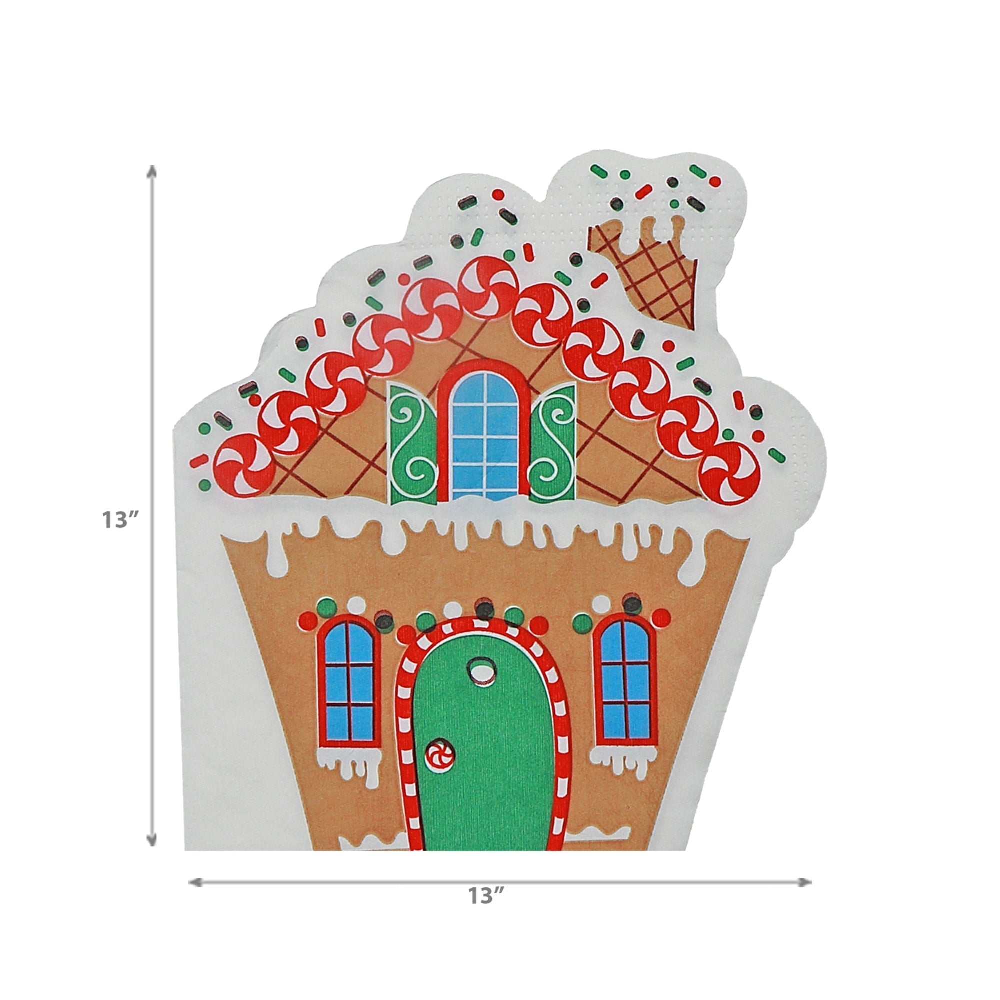 12 Pack 3-Ply Shaped Napkin Gingerbread House Set of 6 – Christmas Table Decor, Holiday Dining Accent, Festive Napkins