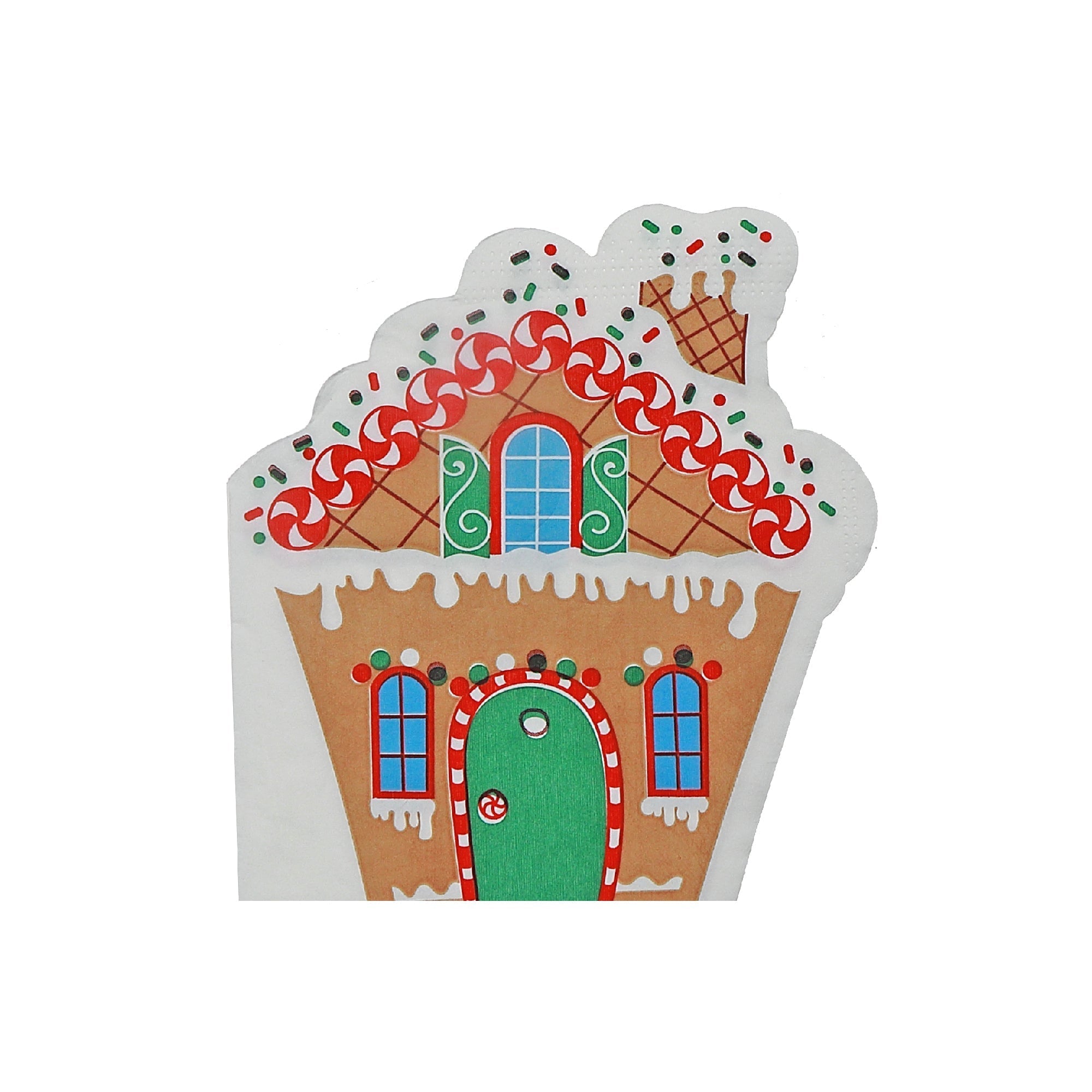 12 Pack 3-Ply Shaped Napkin Gingerbread House Set of 6 – Christmas Table Decor, Holiday Dining Accent, Festive Napkins