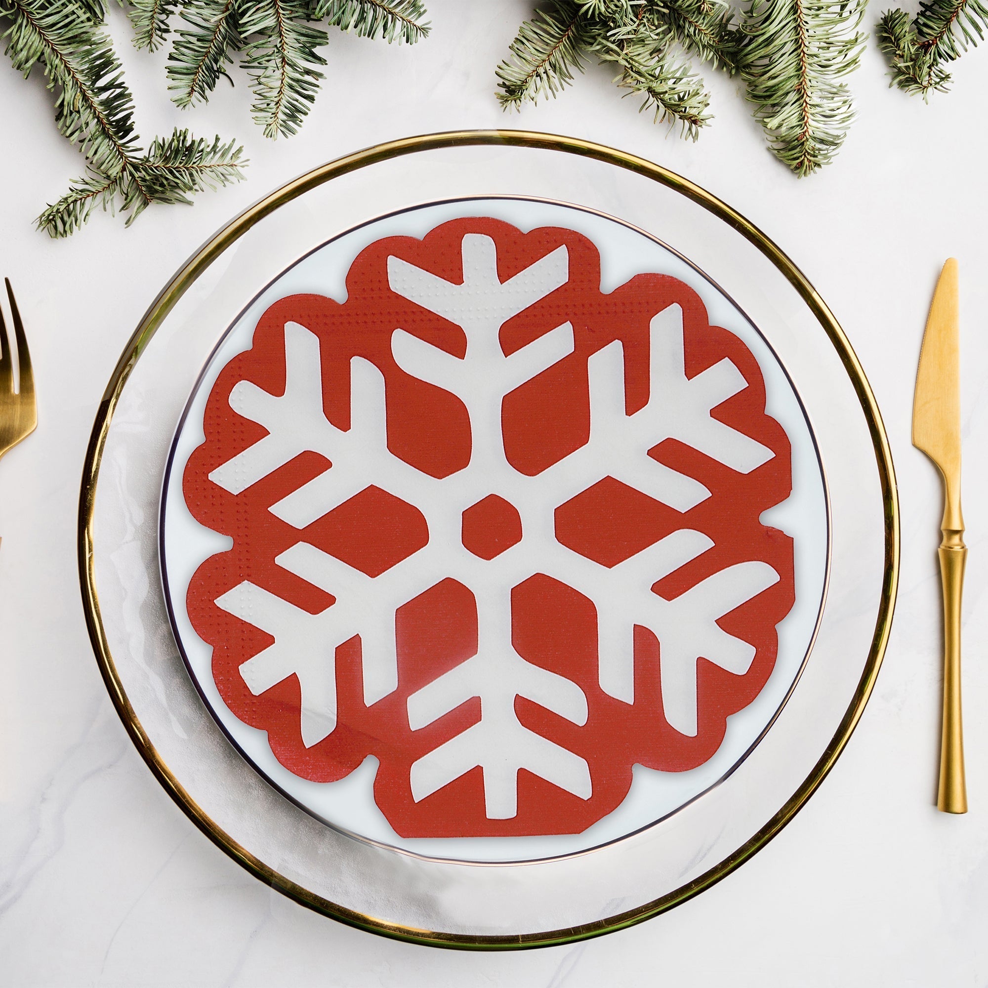 12 Pack 3-Ply Shaped Napkin Snowflake Set of 6 – Christmas Table Decor, Holiday Dining Accent, Festive Napkins