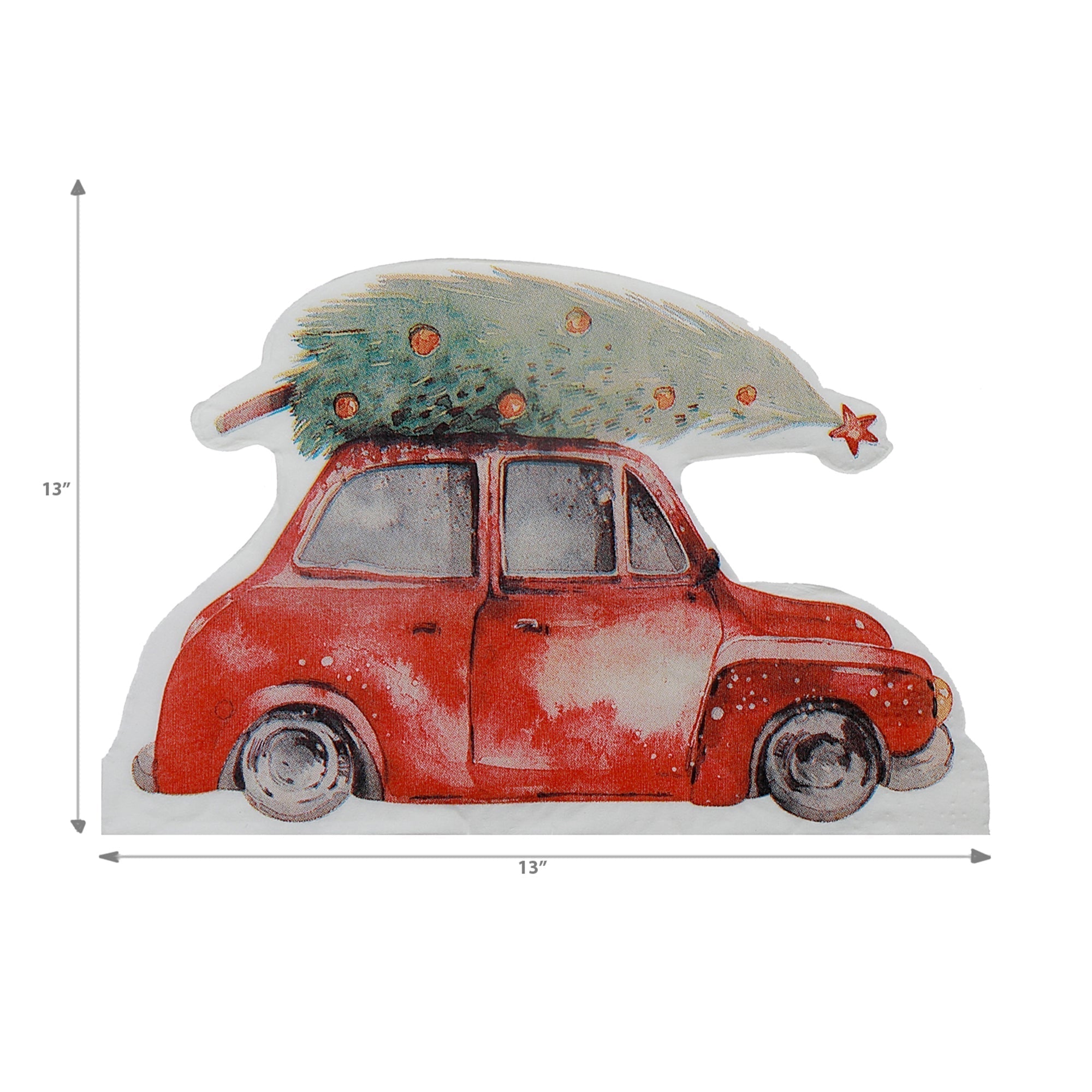 12 Pack 3-Ply Shaped Napkin Tree on Red Car Set of 6 – Christmas Table Decor, Holiday Dining Accent, Festive Napkins