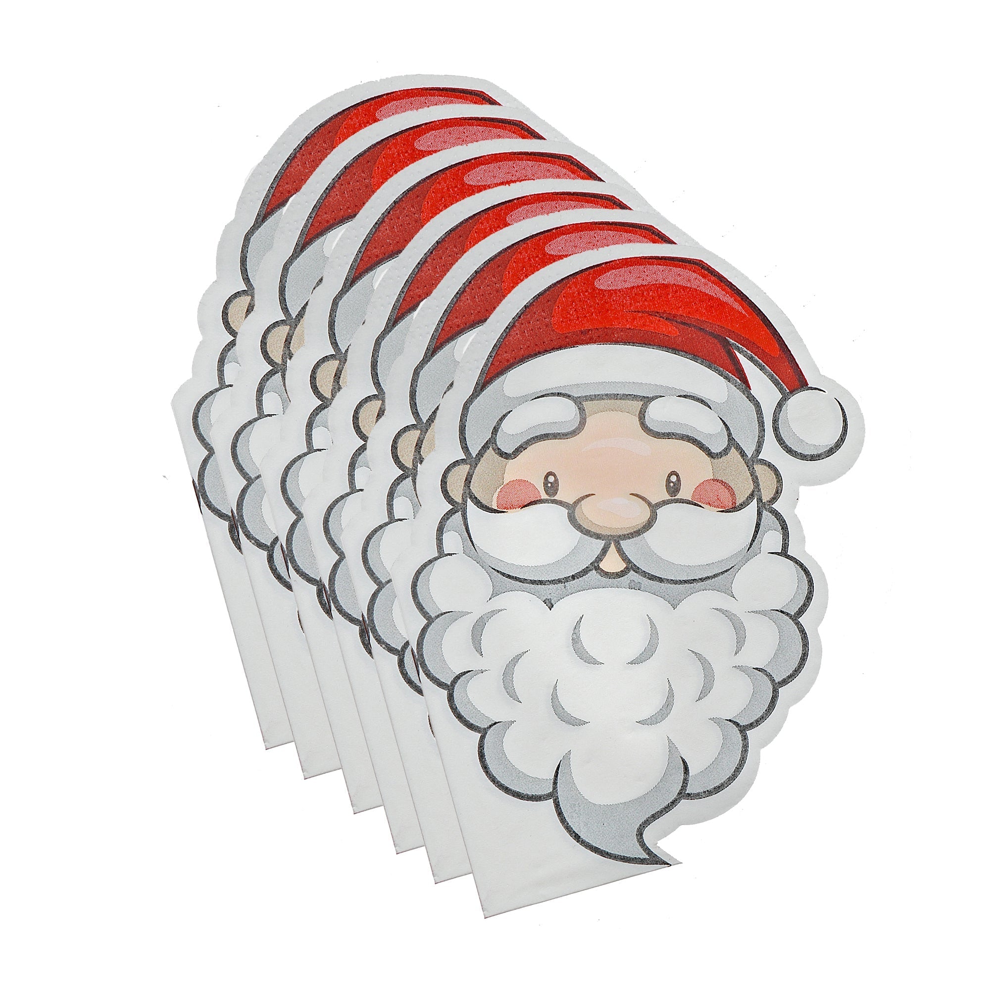 12 Pack 3-Ply Shaped Napkin Santa Set of 6 – Christmas Table Decor, Holiday Dining Accent, Festive Napkins