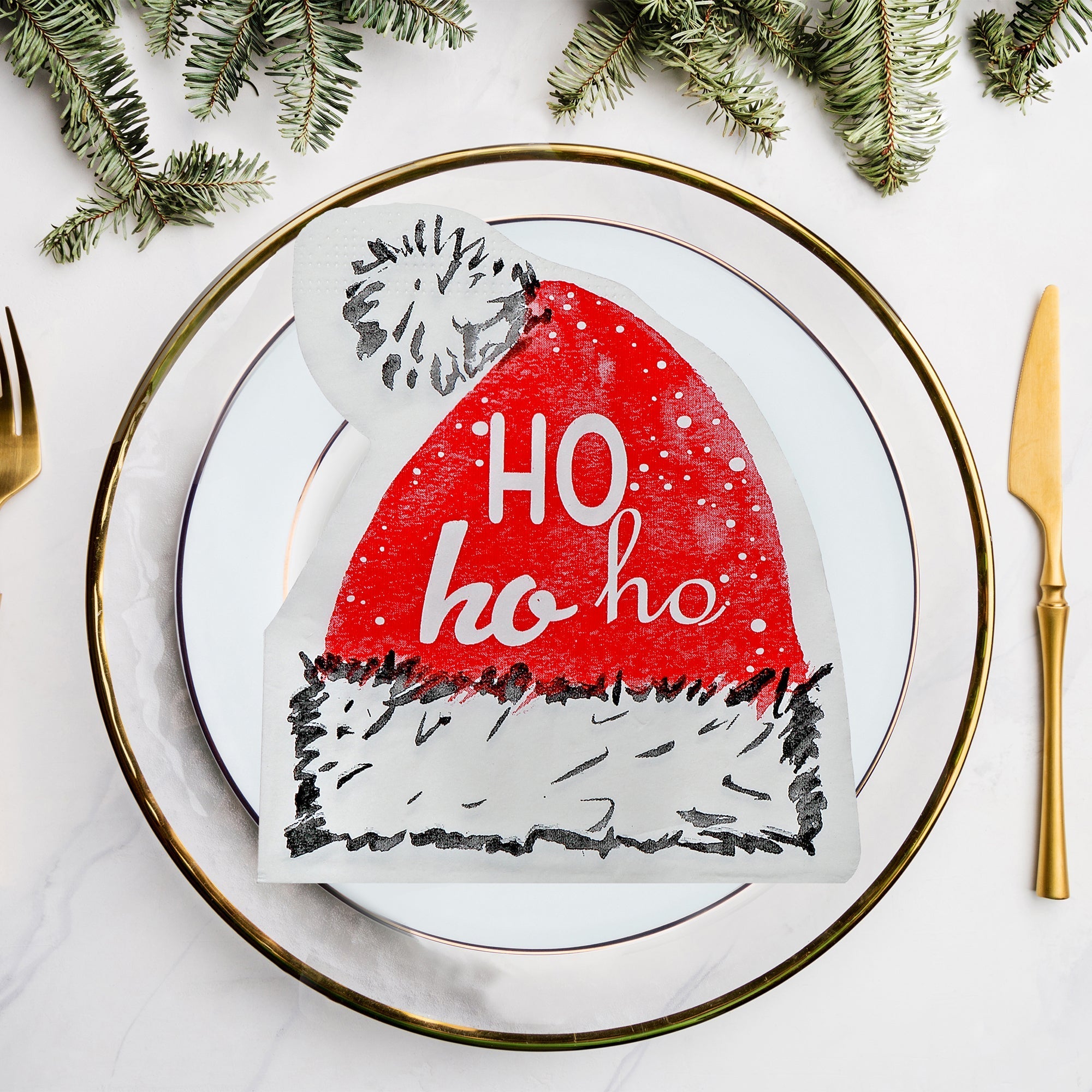 12 Pack 3-Ply Shaped Napkin Santa Hat Set of 6 – Christmas Table Decor, Holiday Dining Accent, Festive Napkins
