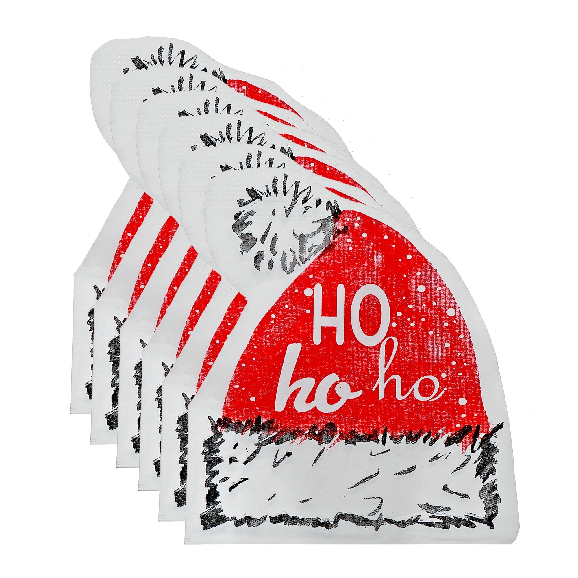 12 Pack 3-Ply Shaped Napkin Santa Hat Set of 6 – Christmas Table Decor, Holiday Dining Accent, Festive Napkins