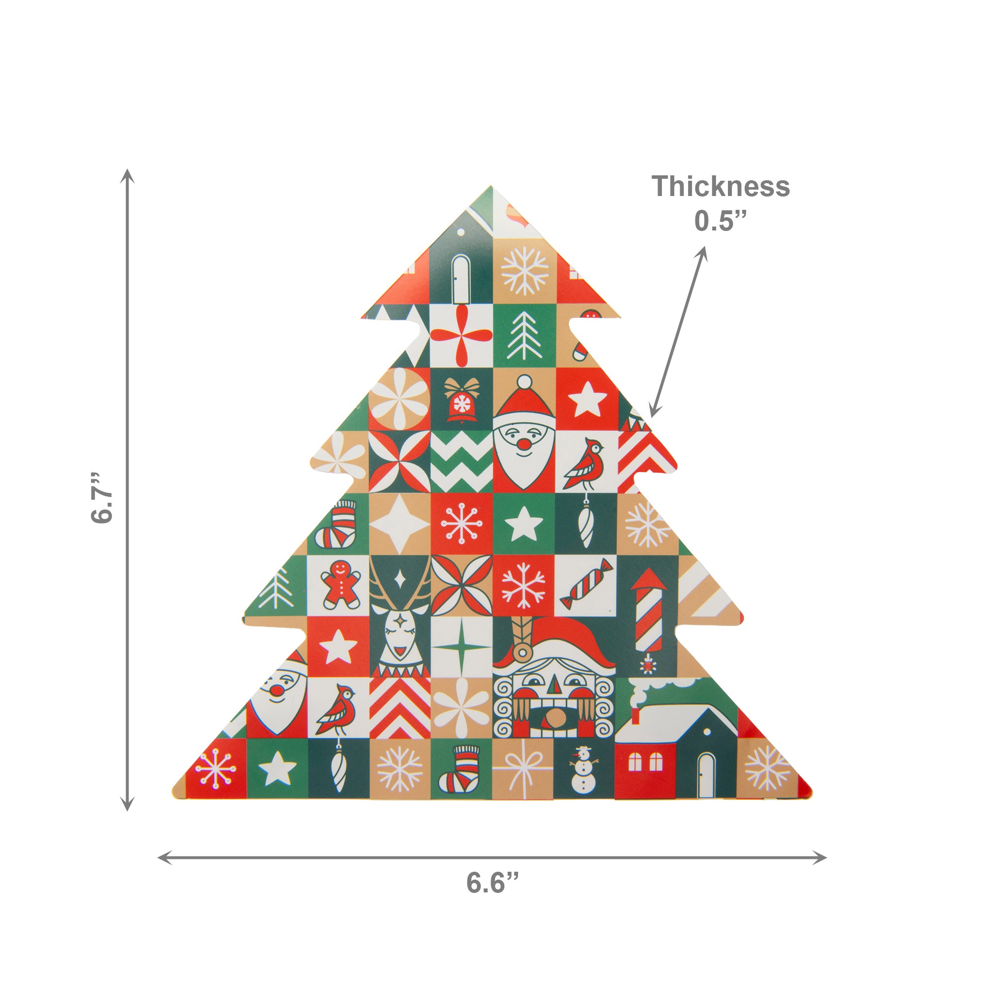 12 Pack 3 Ply Shaped Napkin Checkered Tree, Paper Napkins, Holiday Decor- Set of 6