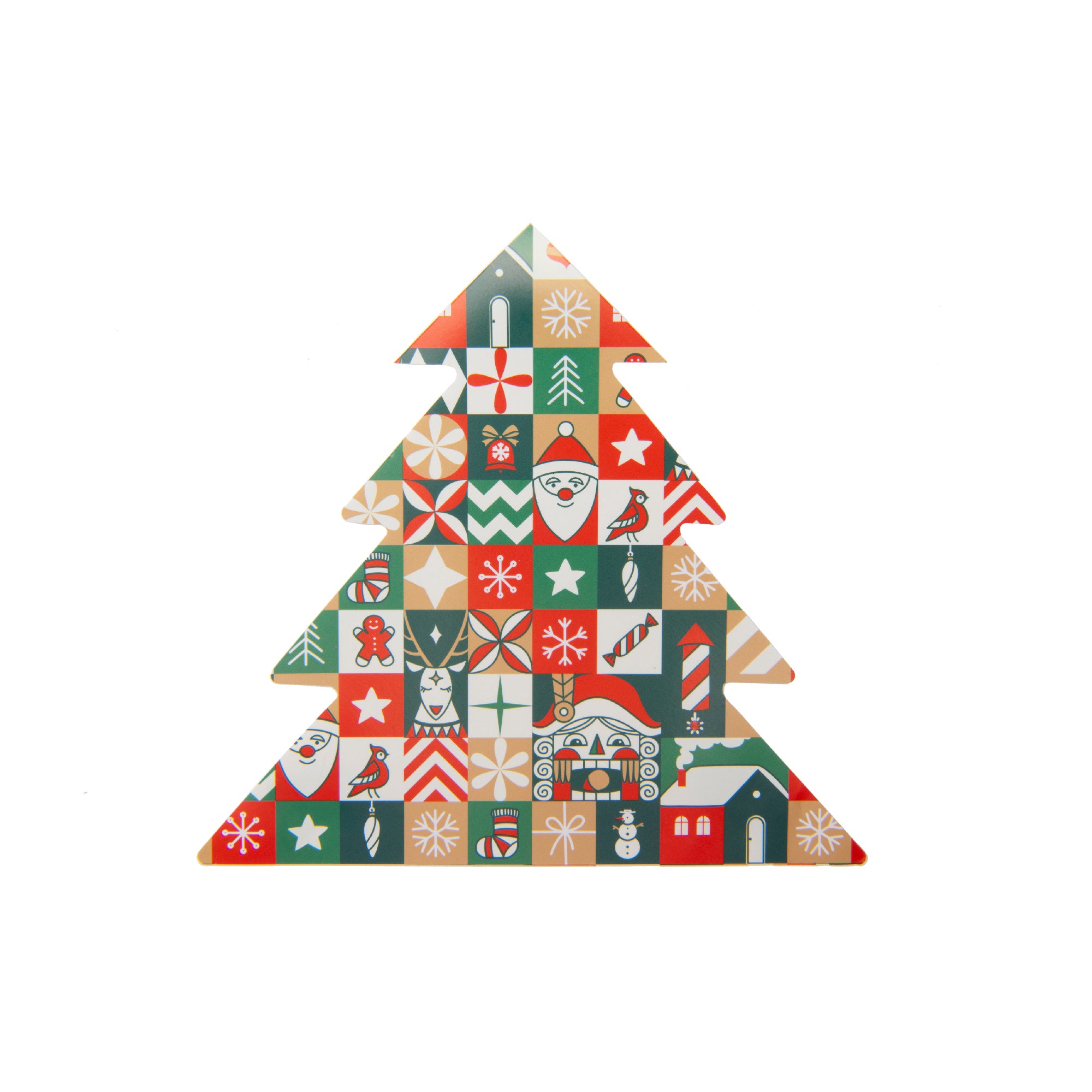 12 Pack 3 Ply Shaped Napkin Checkered Tree, Paper Napkins, Holiday Decor- Set of 6