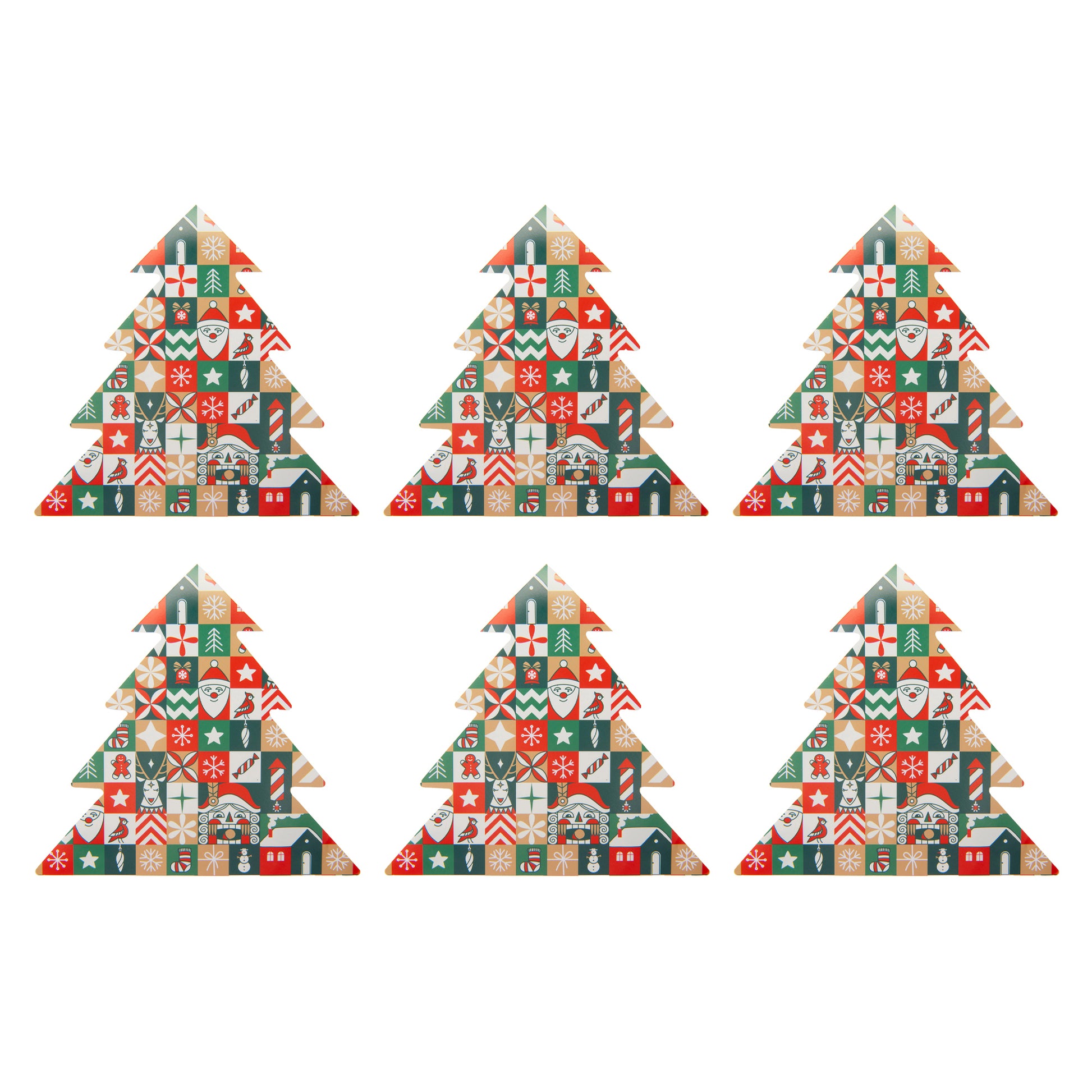 12 Pack 3 Ply Shaped Napkin Checkered Tree, Paper Napkins, Holiday Decor- Set of 6