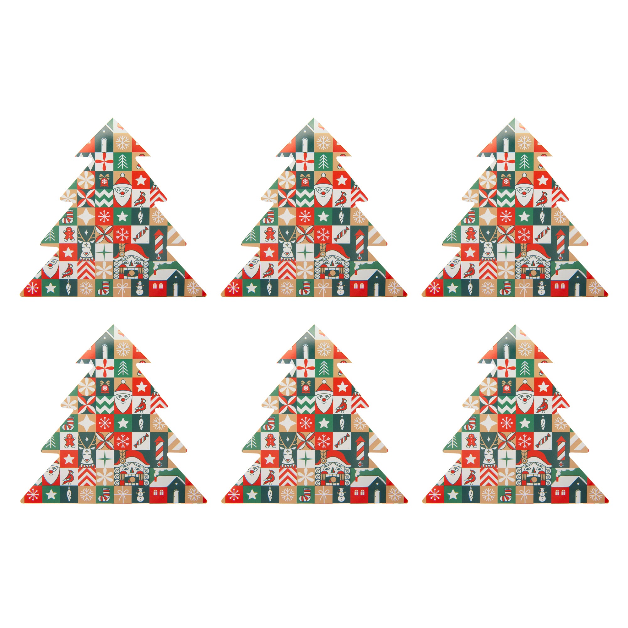 12 Pack 3 Ply Shaped Napkin Checkered Tree, Paper Napkins, Holiday Decor- Set of 6